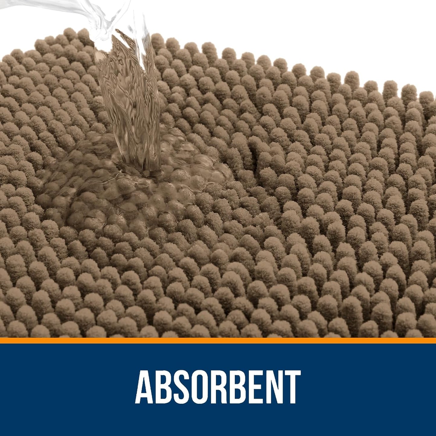 OLANLY Bathroom Rugs 47x24, Extra Soft Absorbent Chenille Bath Rugs, Rubber Backing Quick Dry, Machine Washable Bath Mats for Bathroom Floor, Tub and Shower, Home Decor Accessories, Tan