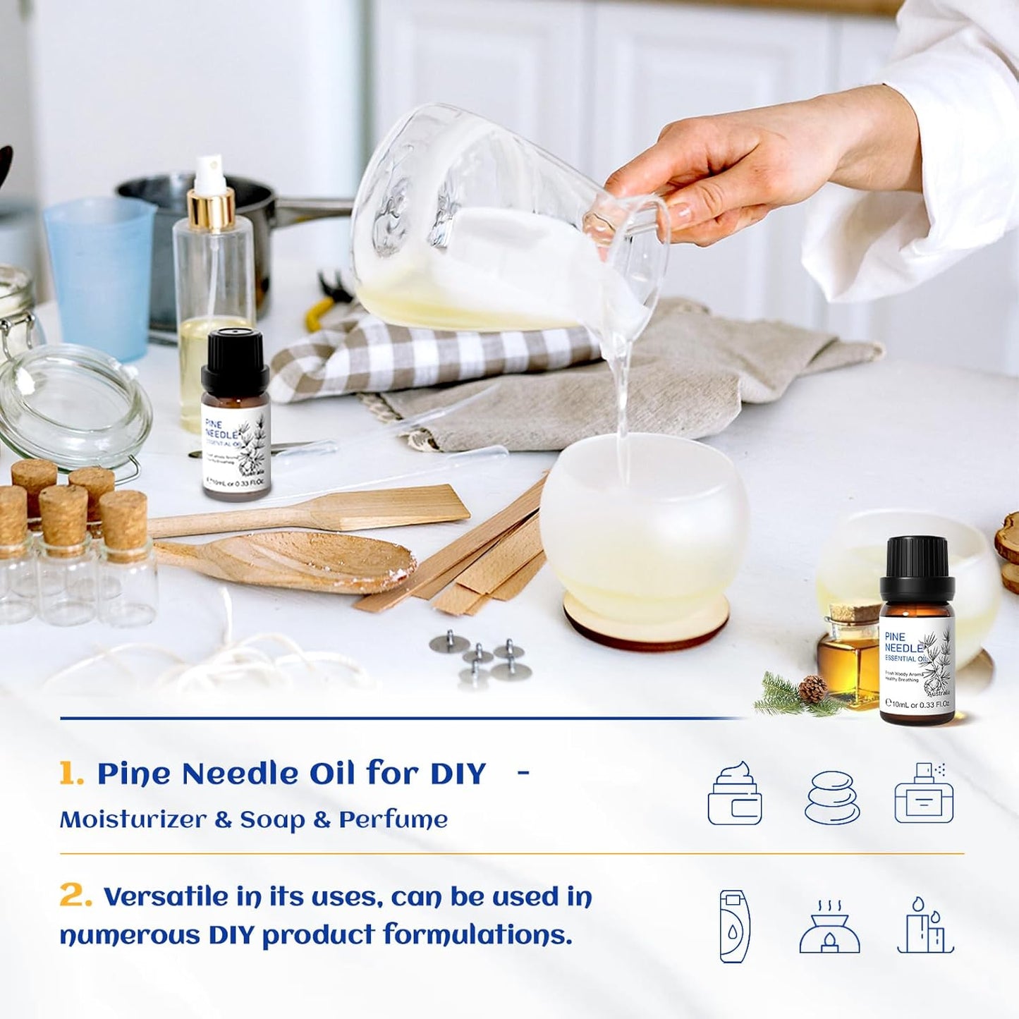 HIQILI 10ml Pine Essential Oil, 100% Pure Natural for Diffuser, Clean Spary, Winter Candle Making Scent- 0.33 Fl Oz