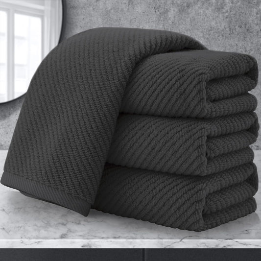 VOOVA & MOVAS Gray Hand Towels for Bathroom, Large 18" x 28" - 100% Cotton | Thick | Quick Dry | Lightweight | Absorbent | Soft, Hand Towels Set of 4, Bathroom Essentials, Dark Grey