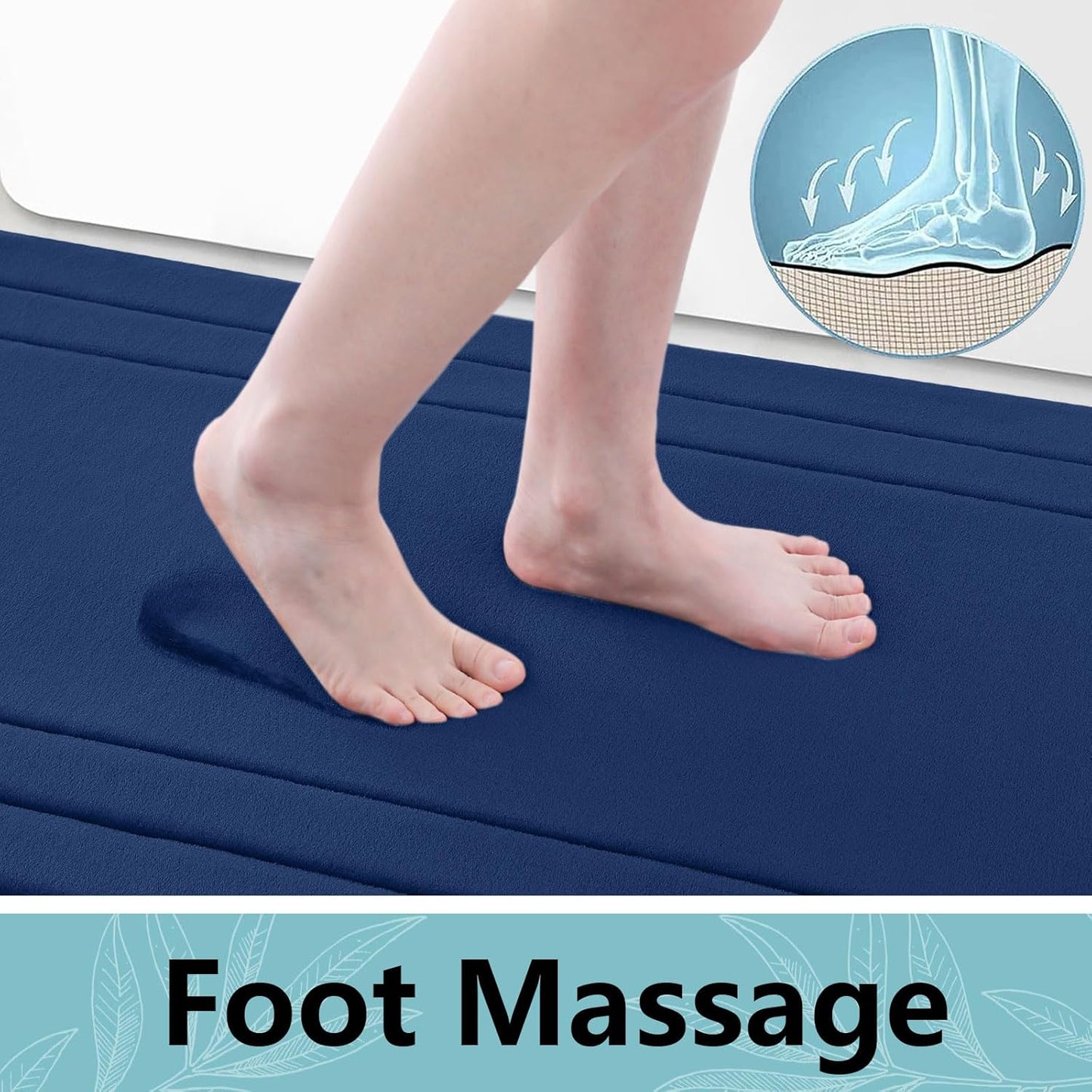 Arotive Memory Foam Bathroom Rug Mat 59x24, Ultra Soft and Absorbent Bath Mat, Machine Wash Dry, Comfortable Bath Rug Carpet for Bathroom Floor, Tub and Shower, Navy