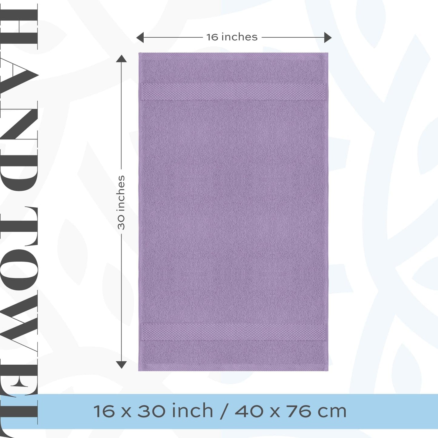 White Classic Luxury Lavender Hand Towels - Soft 100% Turkish Cotton | Highly Absorbent Hotel spa Bathroom Towel Collection | 16x30 Inch | Set of 6
