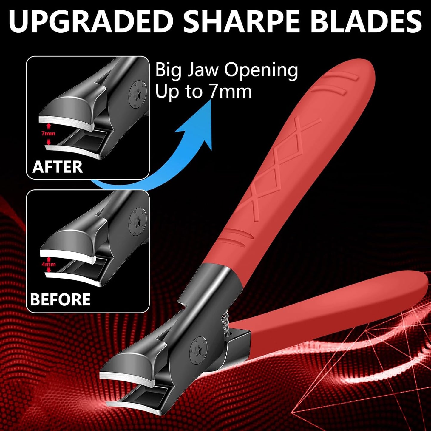 Upgraded Large Nail Clippers for Men, Senior Toenail Clippers with Non-Slip Long Handle and Open Jaw for Thick Toenails