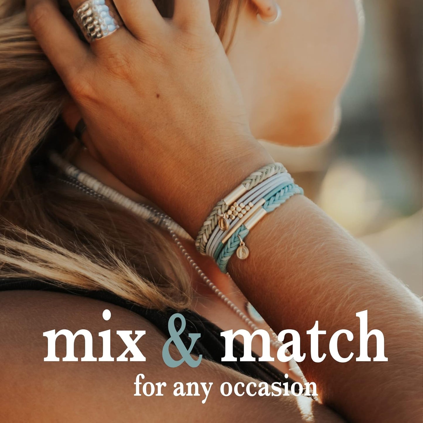 K'lani Hair Tie Bracelets for Women - Elastic Hair Bands That Double as Stylish Jewelry - Imagine - Large