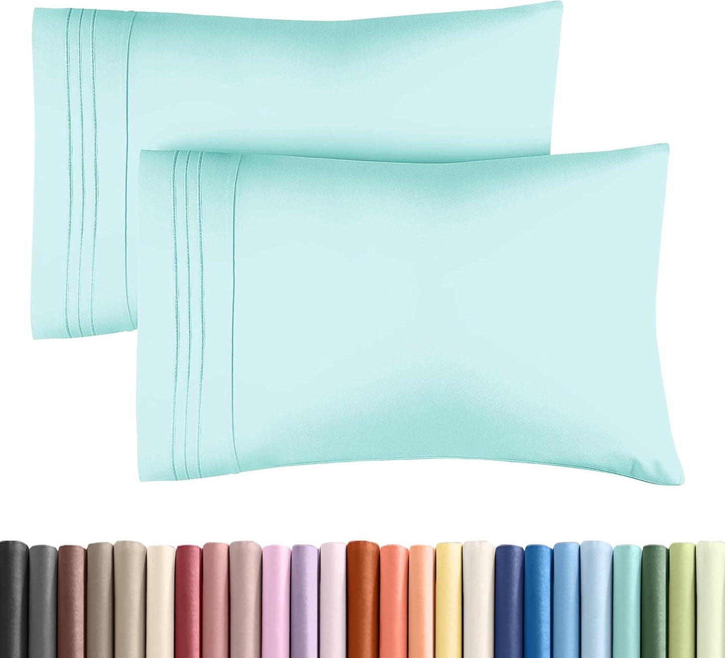 Queen Pillow Cases Set of 2 - Ultra Soft Hotel Quality Pillowcase Covers - Comfy, Cozy & Wrinkle Free - Shrinkage, Stain & Fade Resistant - Machine Washable Pillow Protectors - 2 Piece Set - Spa Blue
