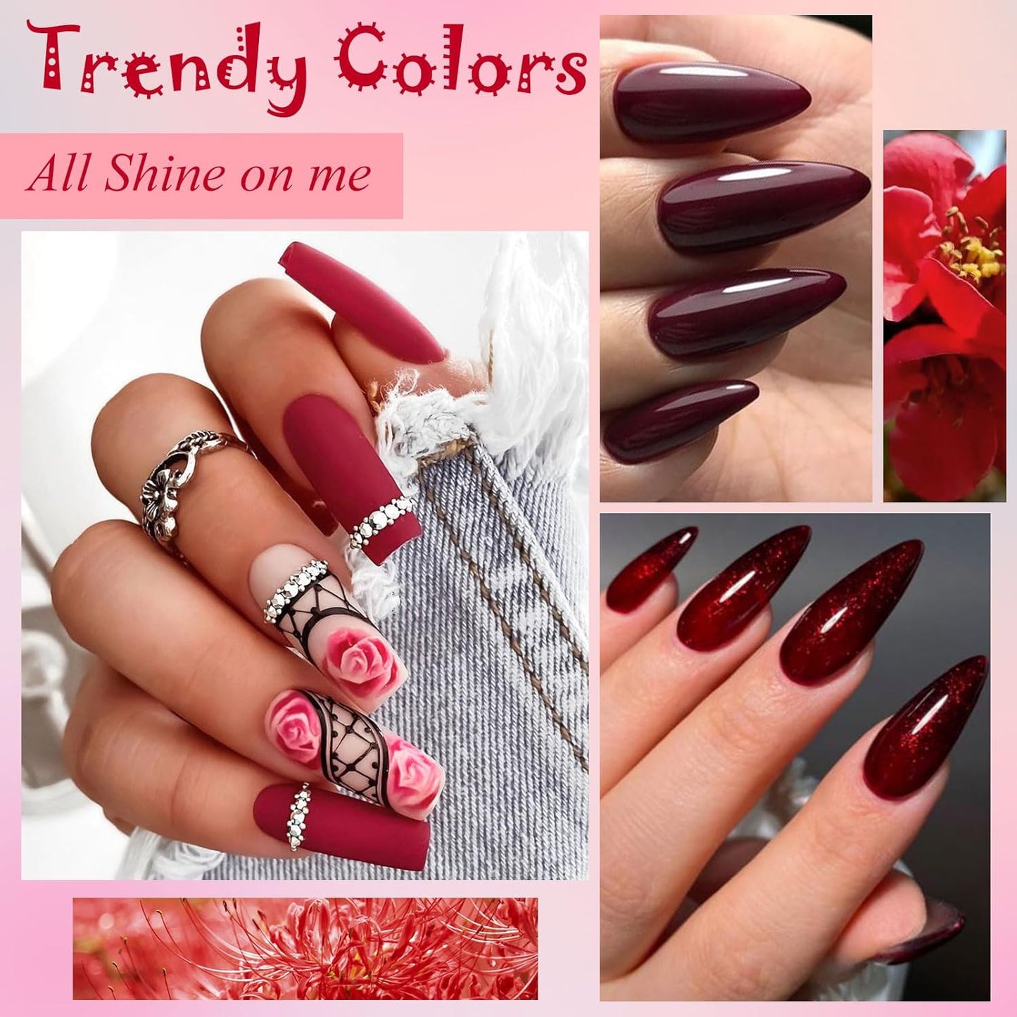 MEET ACROSS 9 Colors Gel Nail Polish + 3PCS Function Gel Nail Polish Kit,Fashion Nail Art Set Design Gifts for Women Manicure Salon (SET1, 12pcs)