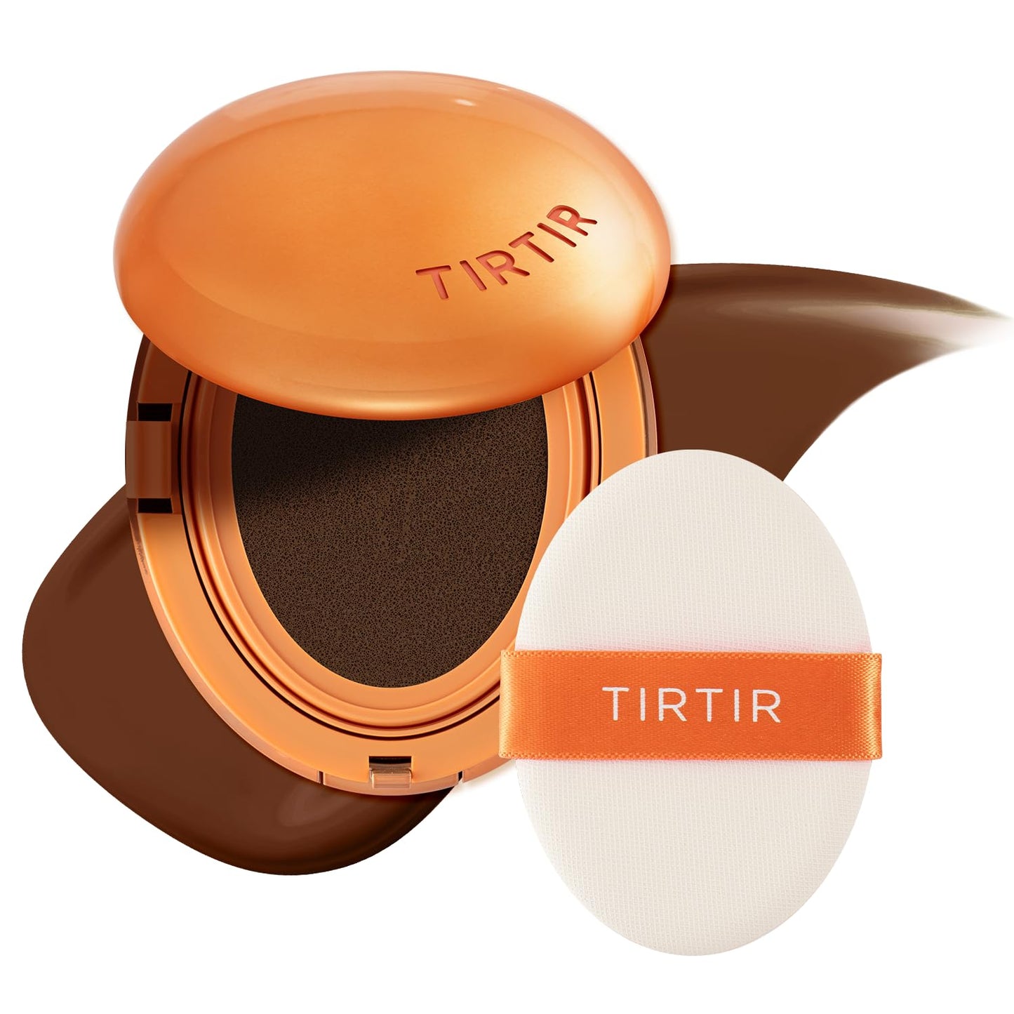 TIRTIR Mask Fit Ai Filter Cushion Foundation | AI-Like Semi-Matte Finish - Up to 72-Hour Medium to Full Coverage Korean BB Cushion Make up Beauty, #49N Deep Chestnut, 0.63 Fl Oz