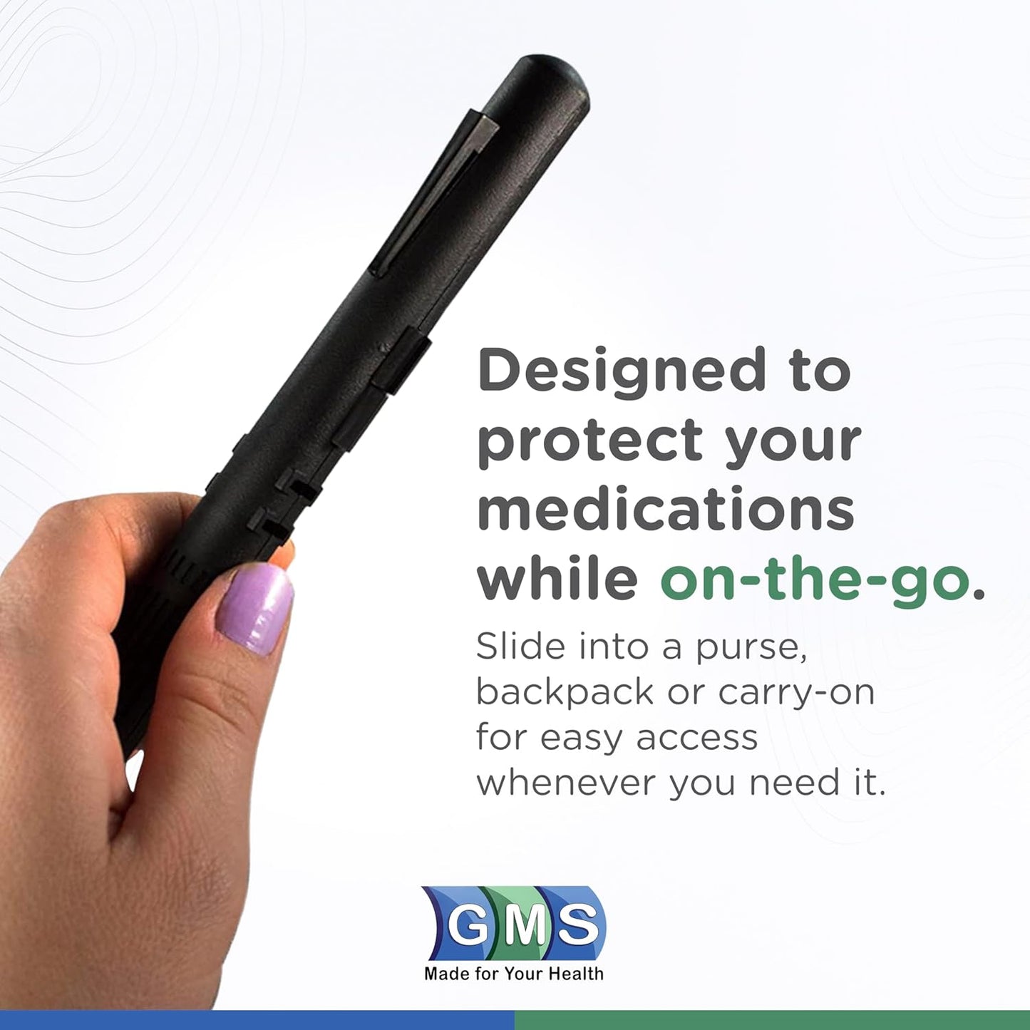 GMS 60 Unit Syringe Case - Holds New, Prefilled & Used Syringes with Needles - Small & Discreet - Ideal for Travel - Sharps Container - 2 Pack - Clear