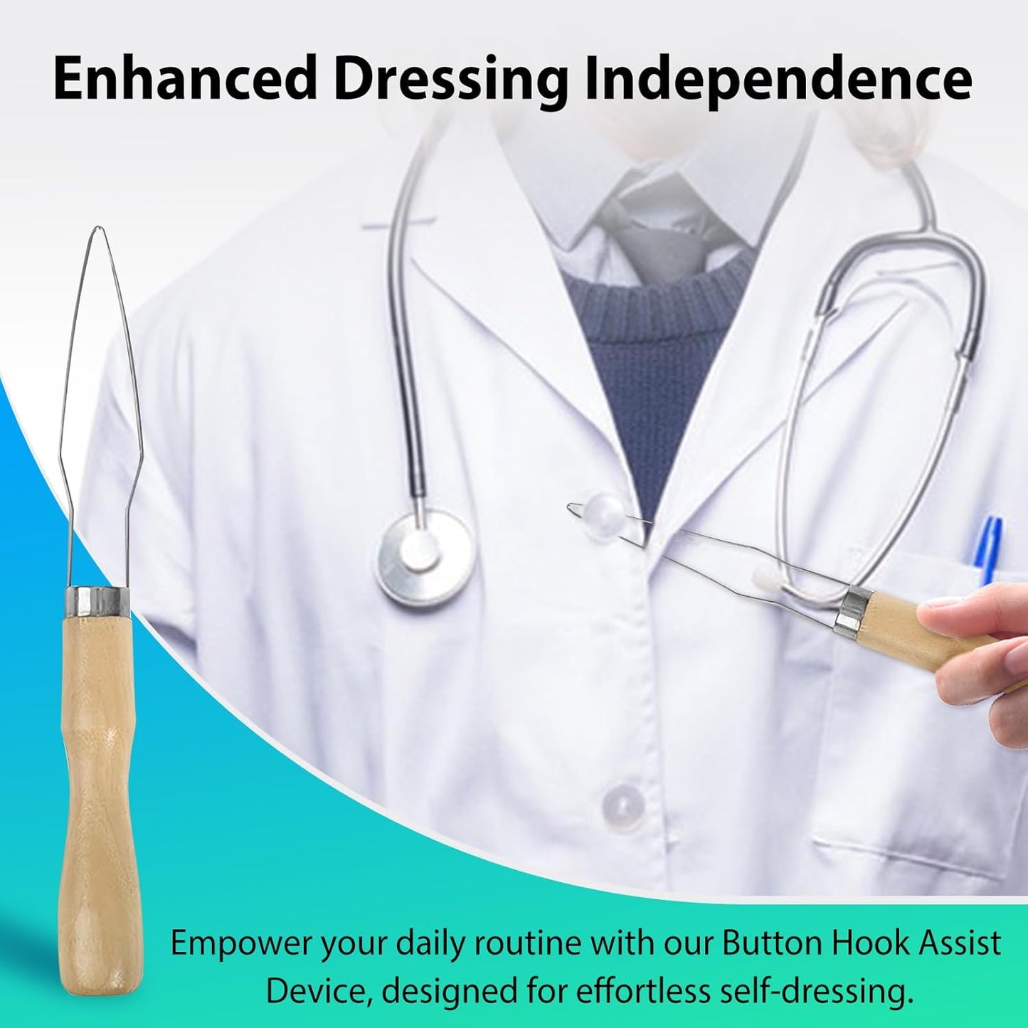 3-Pack Button Hook Assist Device with Easy-Grip Handle for Shirts, Coats, Dresses - Ideal Button Aids for Arthritis & Limited Dexterity