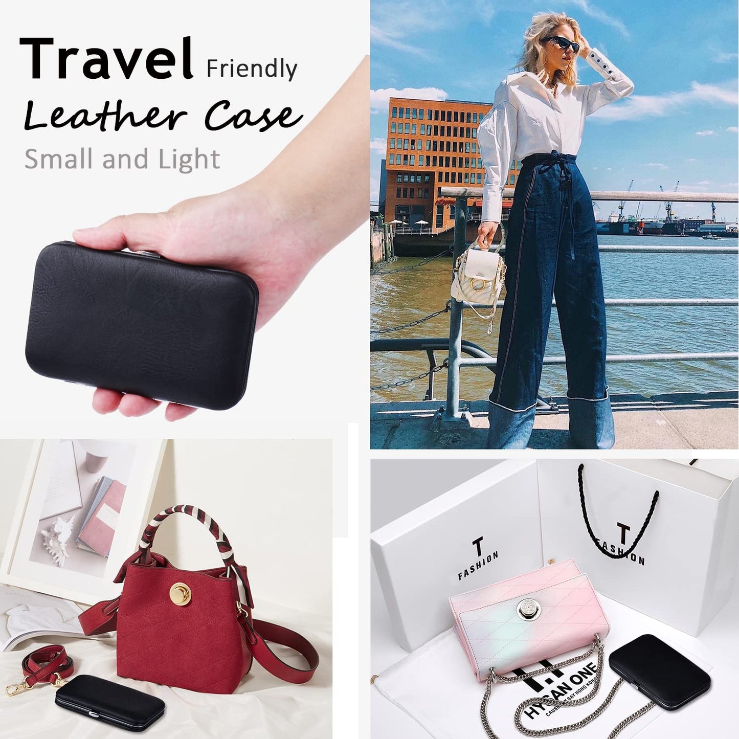 Manicure Set 10 in 1 Stainless Steel, Nail Clippers Scissors Pedicure Tools Kit - Portable Travel Grooming Kit for Men and Women with Leather Case (Rose gold)