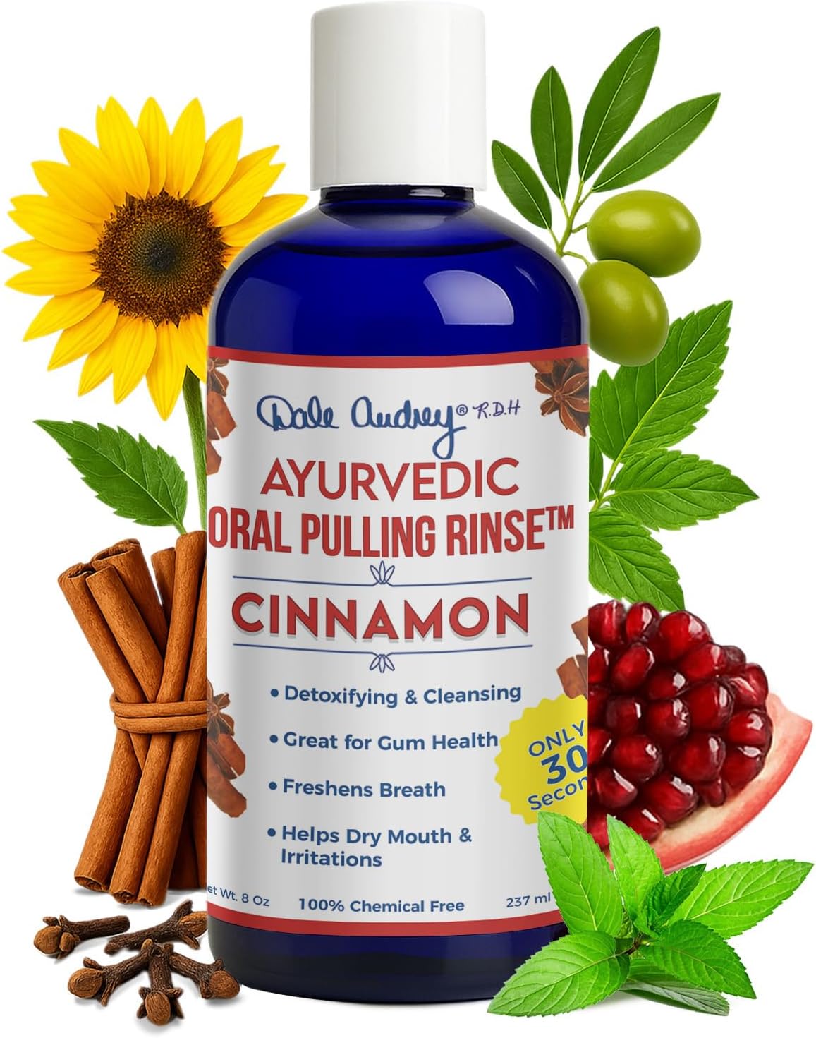 Oil Pulling for Teeth and Gums | Made in USA Cinnamon Flavored Organic Sesame | Ayurvedic Oil Pulling Rinse to Whiten Your Teeth & Freshen Your Breath | Alcohol Free Fresh Breath Mouthwash-8 FL Oz