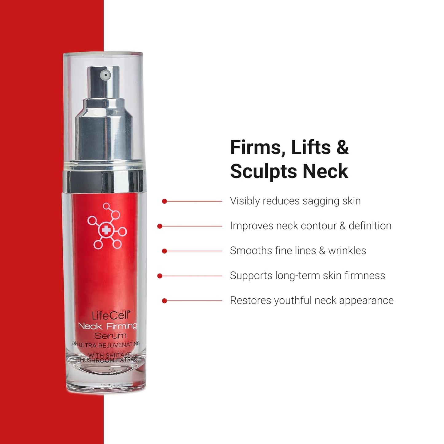 LifeCell Neck Firming Serum – Anti-Aging Neck and Cream with Fermiskin & Shiitake Extract – Firms, Lifts, and Reduces Sagging Skin – Lightweight, Fast Absorbing Formula – 1.5oz