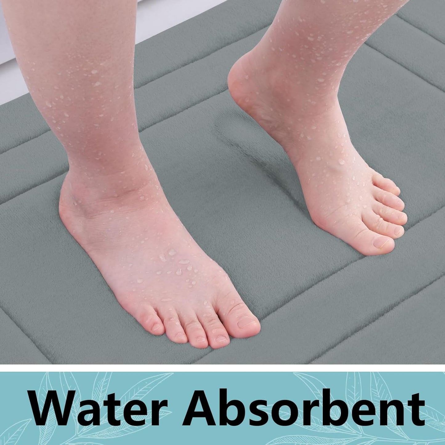 Arotive Memory Foam Bathroom Rug Mat 30x20, Ultra Soft and Absorbent Bath Mat, Machine Wash Dry, Comfortable Bath Rug Carpet for Bathroom Floor, Tub and Shower, Grey