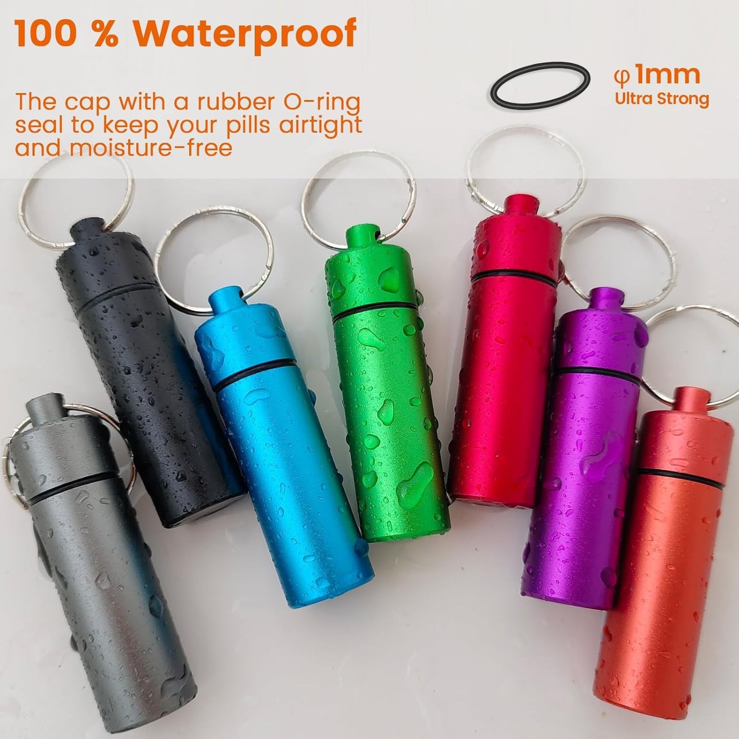 Small Portable Pill Organizer case Keychain (3 Pack),Metal Pocket Pill Holder Keychain for Travel,Waterproof Metal Pill Container Medicine Bottle for for Purse