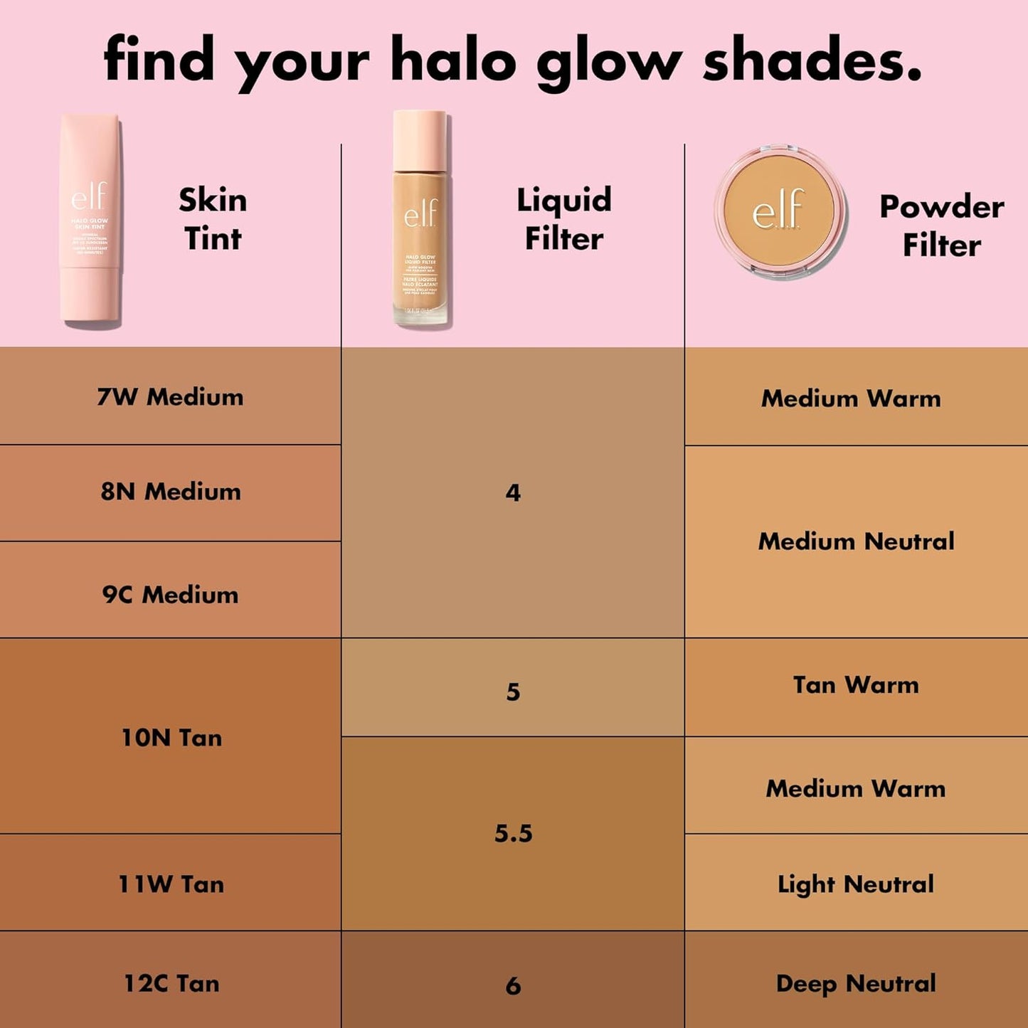 e.l.f. Halo Glow Liquid Filter, Complexion Booster For A Glowing, Soft-Focus Look, Infused With Hyaluronic Acid, Vegan & Cruelty-Free, 6 Tan/Deep