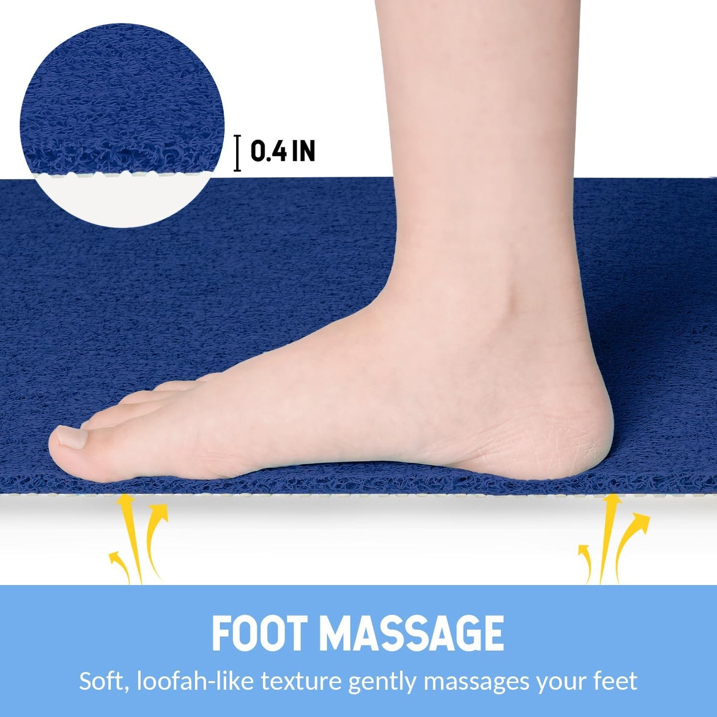 Non-Slip Bathtub Mat, Anti Slip Shower Mat, Fast Drying Bathtub Mats, Foot Scrubber Mat, Anti Slip Mat for Tub, Floor, Bathroom, Kitchen, Home, Hotel (Navy Blue 24"×16")