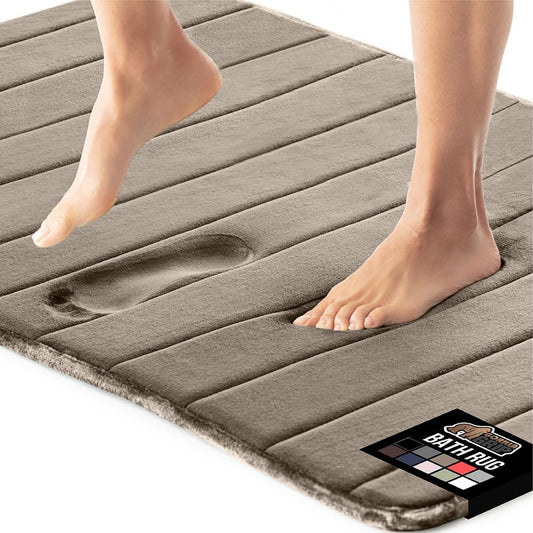 GORILLA GRIP Memory Foam Bath Mat, Soft Absorbent US Designed Bathroom Rug, Gripping Dots Machine Washable Bathmat, Cushioned Floor Mats, Shower Sink Rugs Room Décor Accessories, 30x20 Taupe