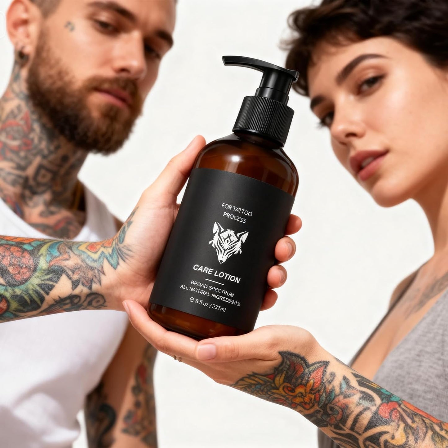 Tattoo Aftercare Lotion For New & Old Tattoos -Body Moisturizer Tattoo Healing Repairing Cream, Daily Tattoo Lotion Color Enhancement, Skin Moisturizer For Women Men All Skin Types 8oz