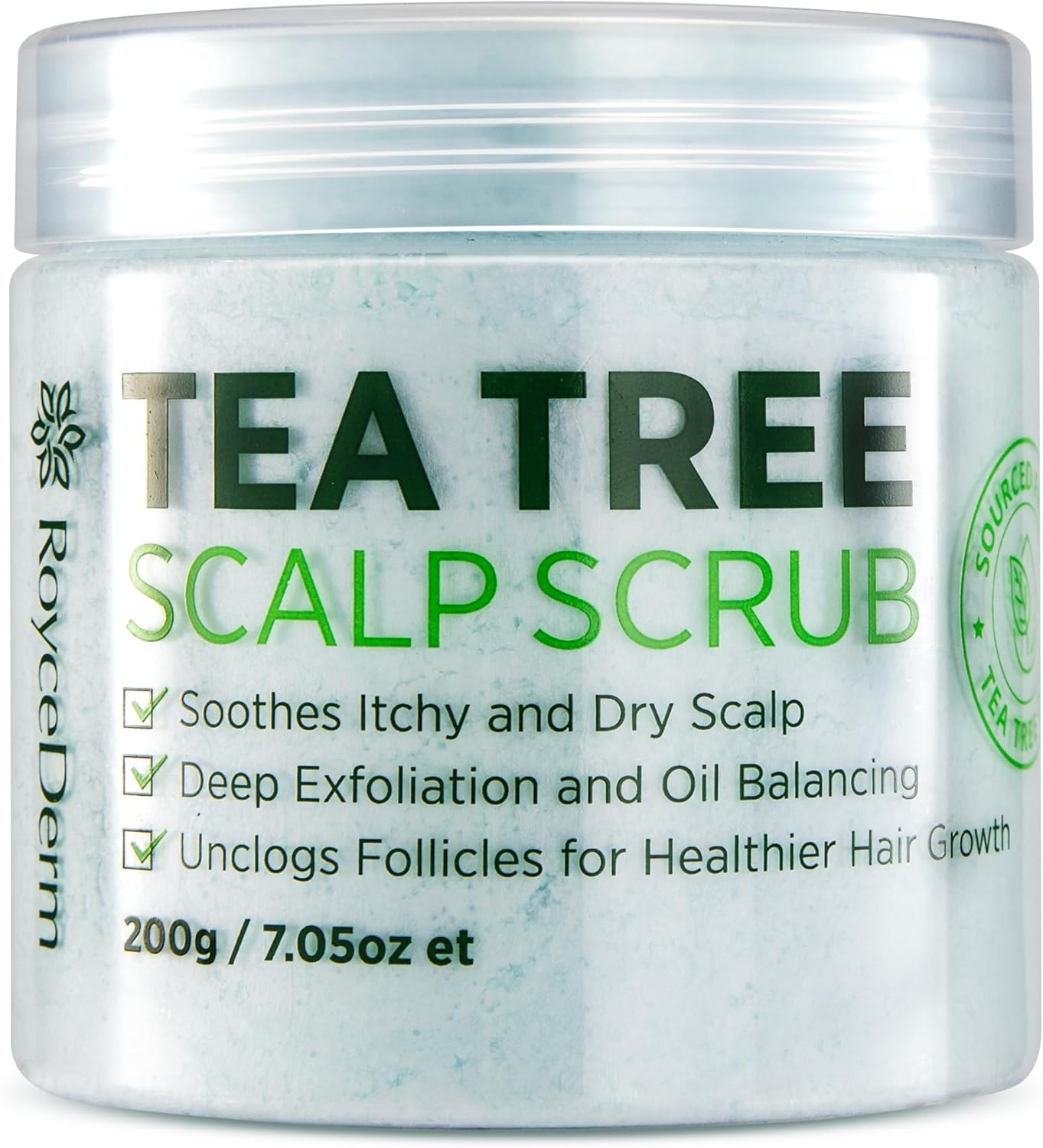 Roycederm Tea Tree Scalp Scrub: Anti Fungal Pre Shampoo, Itchy Relief Scalp Treatment for Dandruff, Psoriasis & Seborrheic Dermatitis - Gently Exfoliator, Relieves Dryness, Promotes Hair Growth
