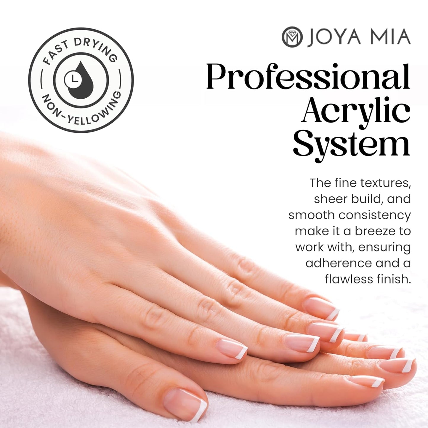 Joya Mia Acrylic Powder for Nails, MMA-Free, Super Adhesion Professional Powder for Flawless & Long-Lasting Nail Enhancements, Easy Application, Vibrant & Stunning Colors - Diamond Clear, 16 oz