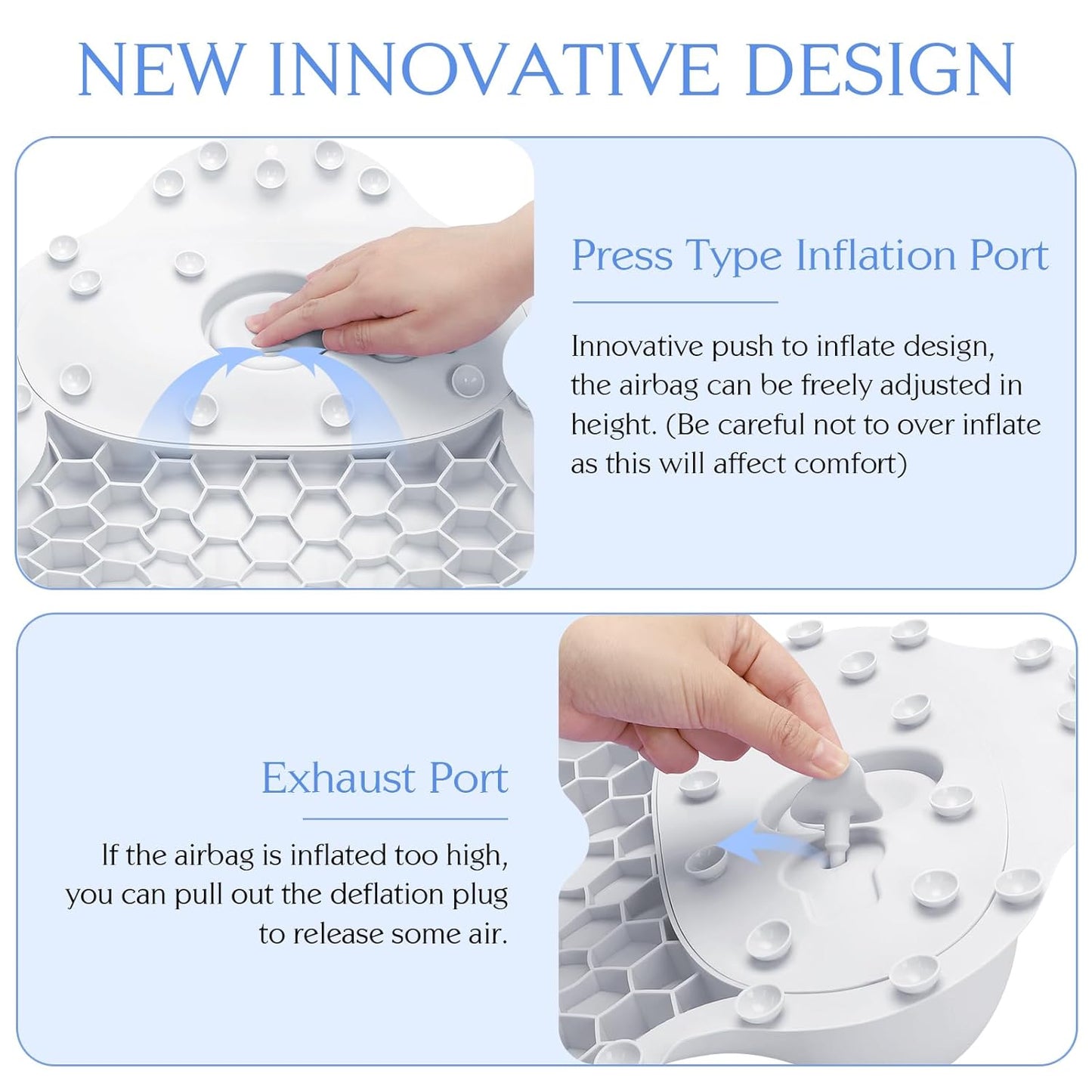 Silicone Bath Pillow, New Material Bath Pillows for Tub Head Neck and Back Support, Bath Tub Pillow with 4D Press Inflatable Airbag and Non-Slip Strong Suction Cups, Quick-Drying, Easy to Store, White