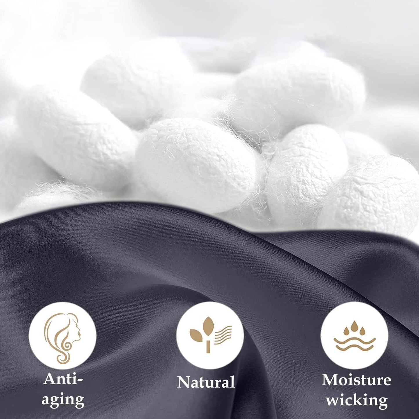 INSSL Silk Pillowcase for Women, Mulberry Silk Pillowcase for Hair and Skin and Stay Comfortable and Breathable During Sleep (Queen, Dark Grey)