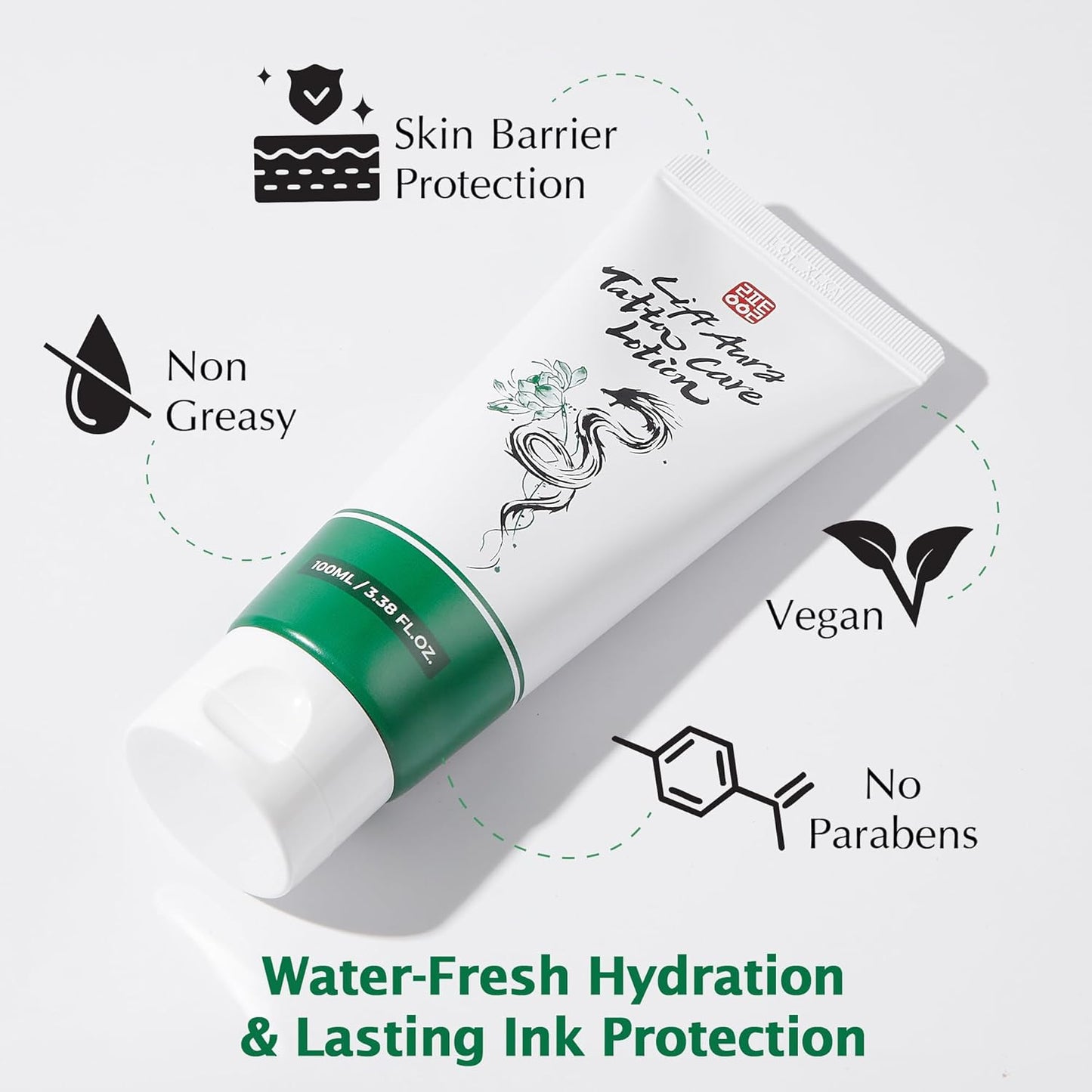 Tattoo Aftercare Moisturizer – Daily Hydrating Lotion with Clean Ingredients, Gentle Care for Tattooed Skin, 3.4 oz Tube