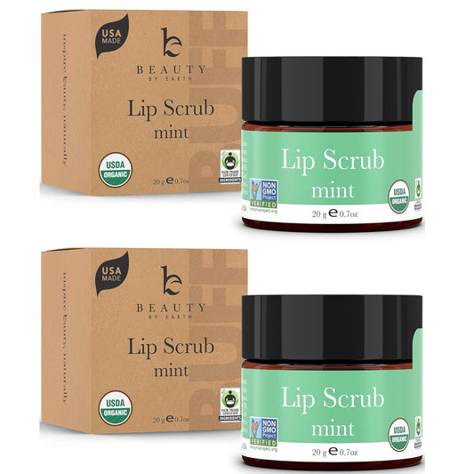 USDA Organic Lip Scrub Mint - USA Made with Natural Ingredients, Moisturizing Scrub Exfoliator for Dry Lips, Lip Sugar Scrubber Exfoliator for Smooth Lips, Small Beauty Gifts