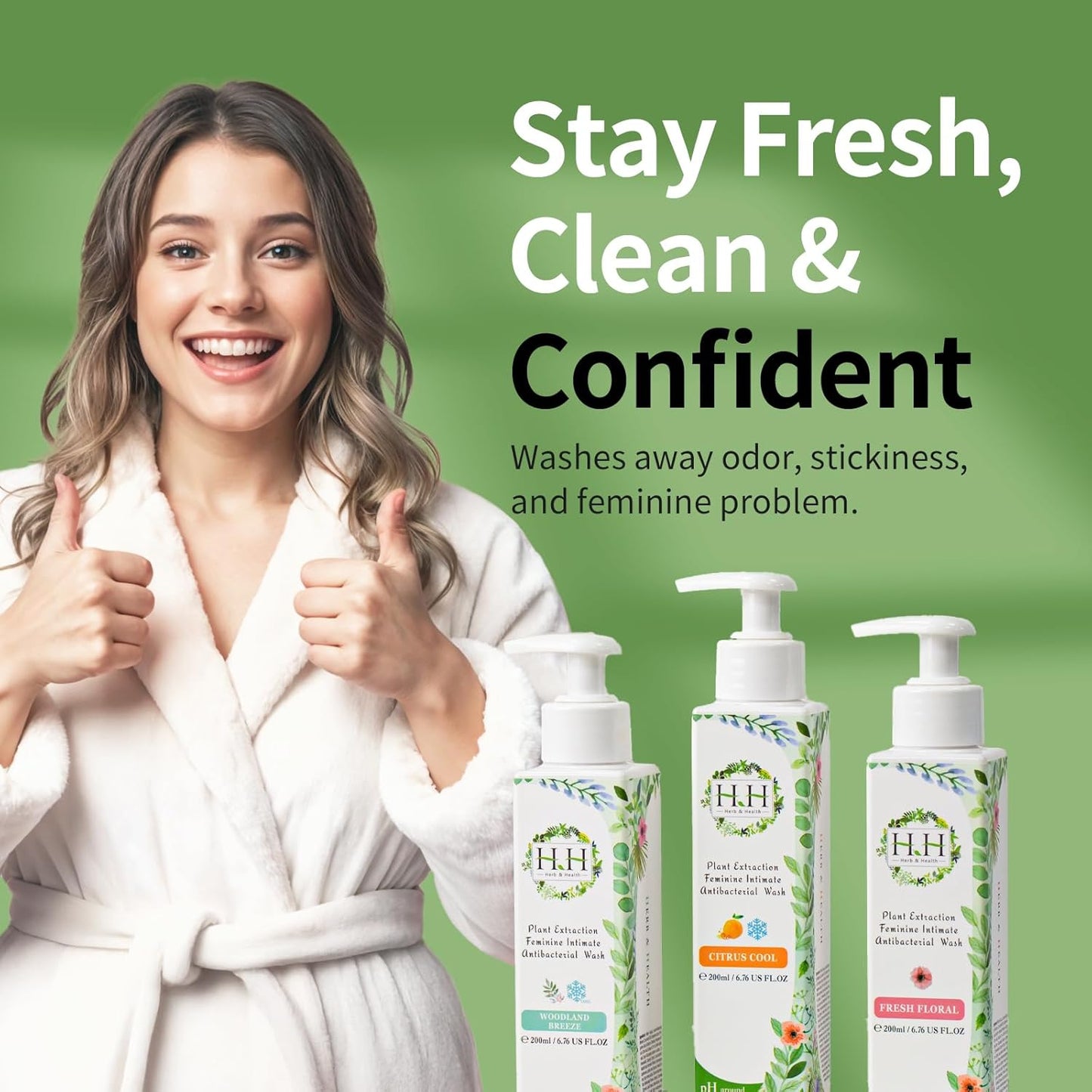 HH Herb & Health Feminine Wash for Women, pH3.6 Lactobacillus Cleanser with Botanical Extracts, Hydrating & Cooling Intimate Care for Odor Dryness and Itch, Sensitive Skin Safe, Lavender Scent Cool