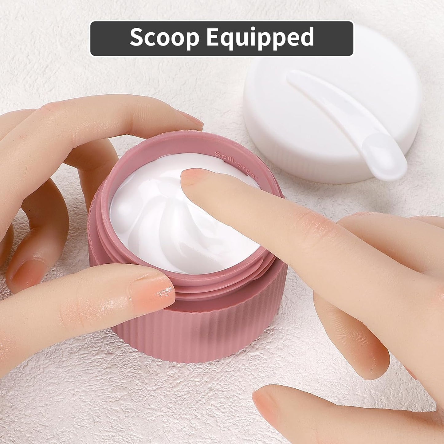 ME.FAN Travel Containers for Toiletries, TSA Approved 2 oz Silicone Cream Jars, Leak-proof Journey Containers, Trip Accessories with Lid for Cosmetic Face Hand Body Cream 4 Pack White Lid Morandi