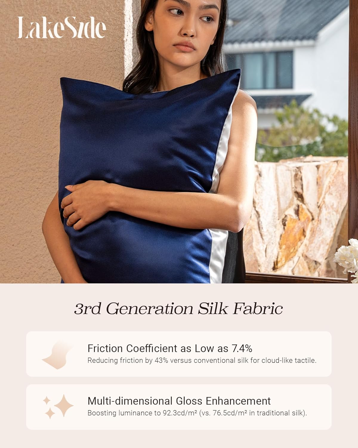 Oriental Lakeside® 100% Pure 22 Momme Mulberry Silk Pillowcase with Envelope Closure - Nighttime Skincare & Hair Care Hydrating Pillow Cover