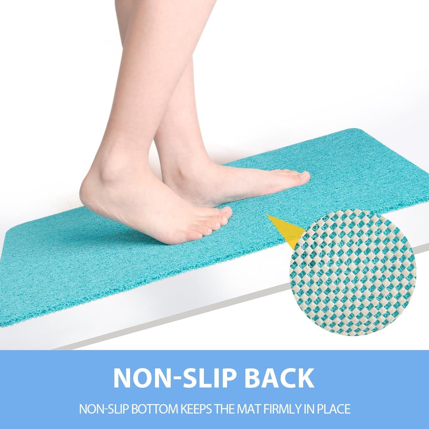 Non-Slip Bathtub Mat, Anti Slip Shower Mat, Fast Drying Bathtub Mats, Foot Scrubber Mat, Anti Slip Mat for Tub, Floor, Bathroom, Kitchen, Home, Hotel (Turquoise Blue 40"×28")