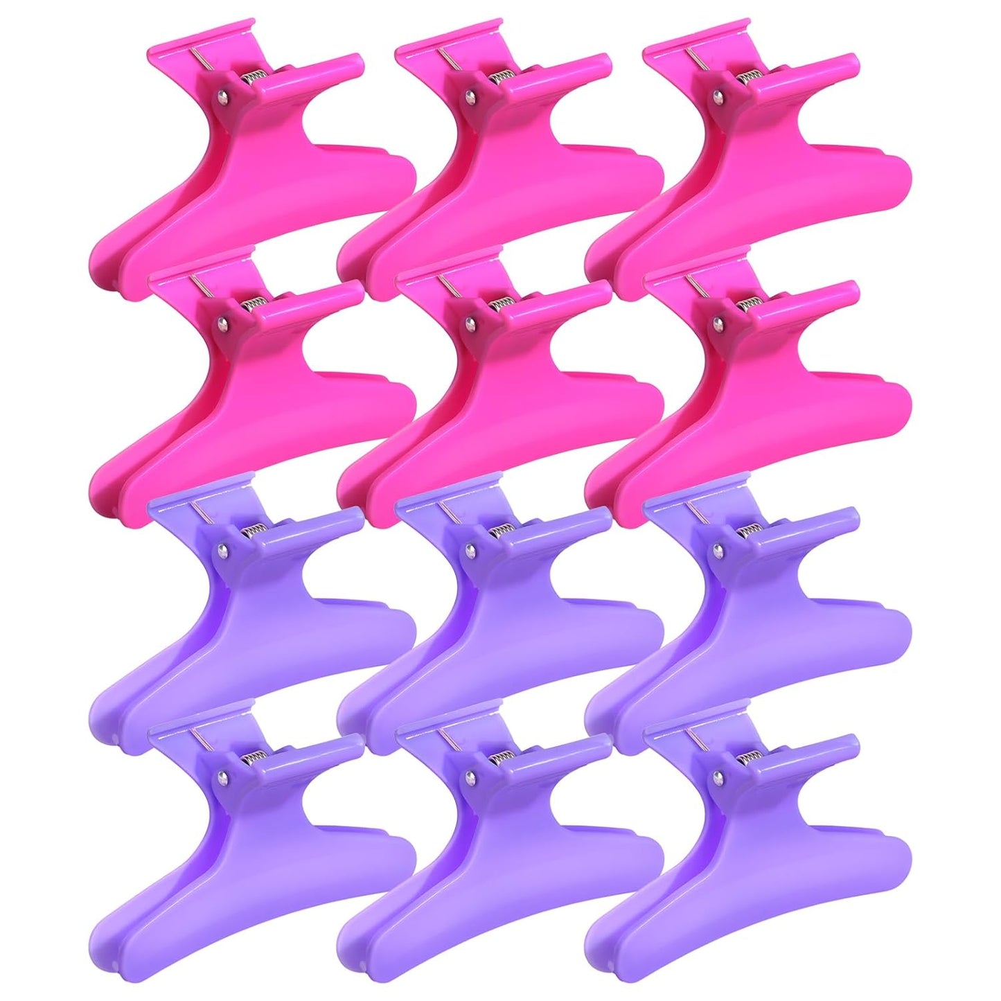 Ondder Purple Hot Pink Butterfly Hair Claw Clips for Styling & Sectioning - Pro Clamp Clips for Makeup, Cutting & Coloring - Hair Accessories for Women & Girls