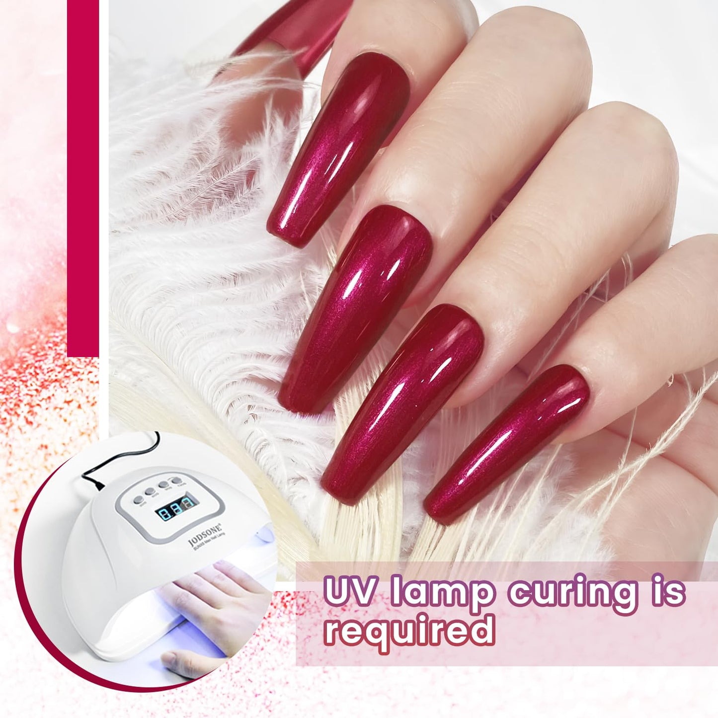 JODSONE 10ml Glitter Gel Nail Polish Set 6Colors Red Glitter Pink White Gel Polish All Seasons Neutral Soak off LED Lamp Manicure Set for Nail Art