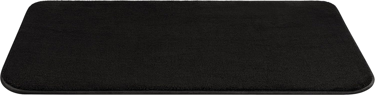 American Soft Linen 21x32 Fluffy Foamed Slip Reducer Bath Rug, Machine Washable Area Bath Mat Rugs for Bathroom, Black