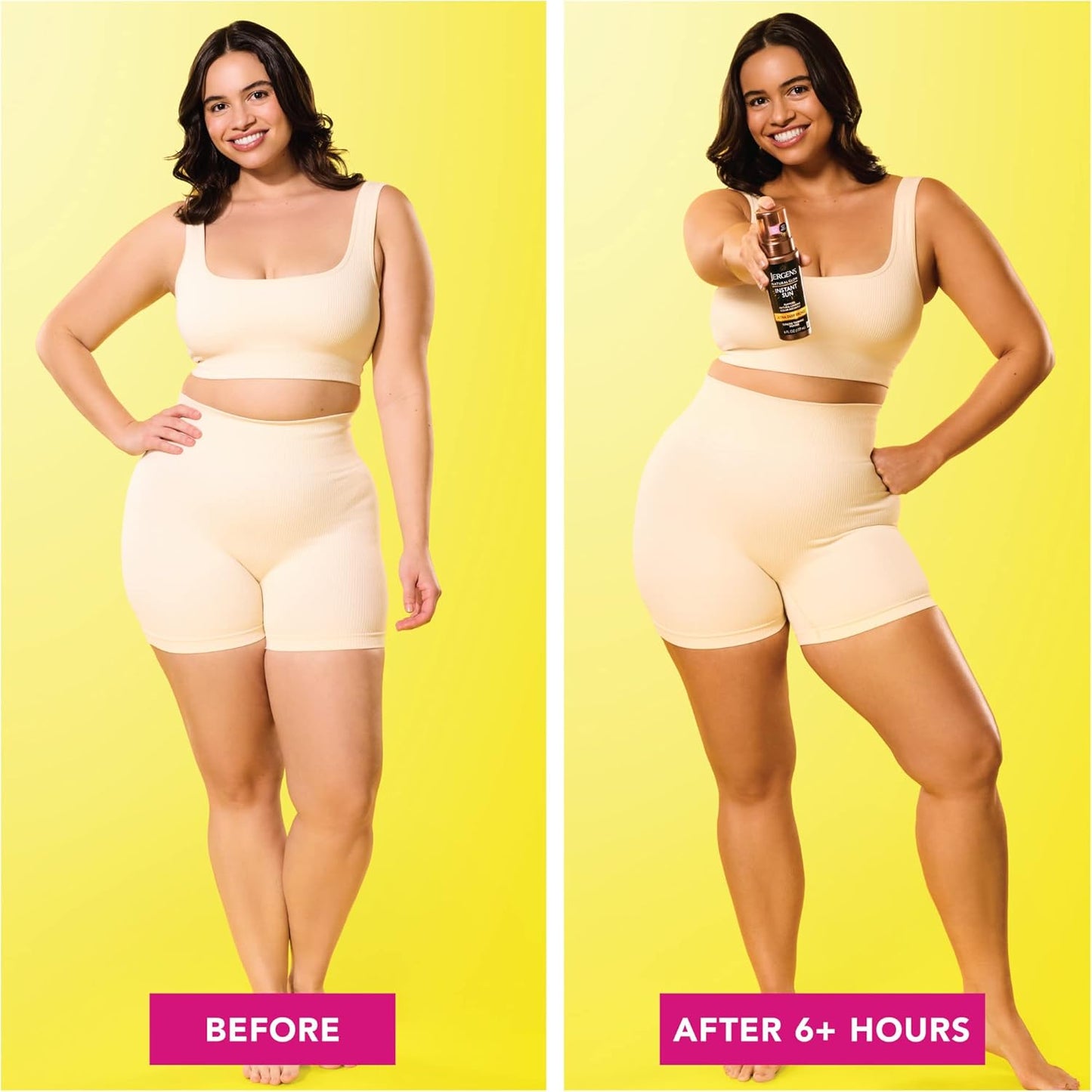 Jergens Natural Glow Instant Sun Body Mousse, Self Tanner for Ultra Deep Bronze Tan, Sunless Tanning Body Bronzer, Natural Looking Fake Tan, 6 Oz, Pack of 2