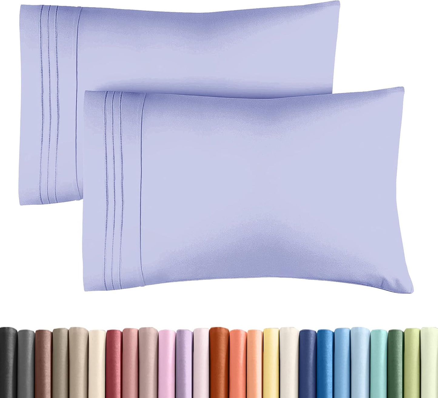 Queen Pillow Cases Set of 2 - Ultra Soft Hotel Quality Pillowcase Covers - Comfy, Cozy & Wrinkle Free - Shrinkage, Stain & Fade Resistant - Machine Washable Pillow Protectors - 2 Piece Set - Lavender