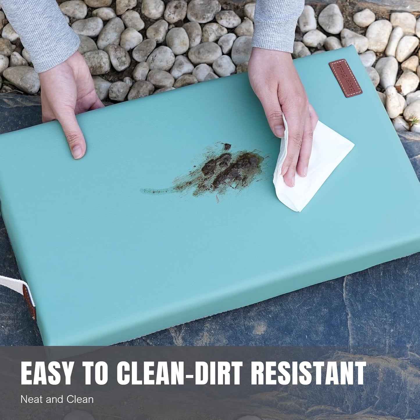 HappyPicnic Waterproof Garden Kneeling Pad - 2" Thick Soft Foam Kneeling Mat for Gardeners with Handle & Removable Cover, Knee Support for Bathing, Sage