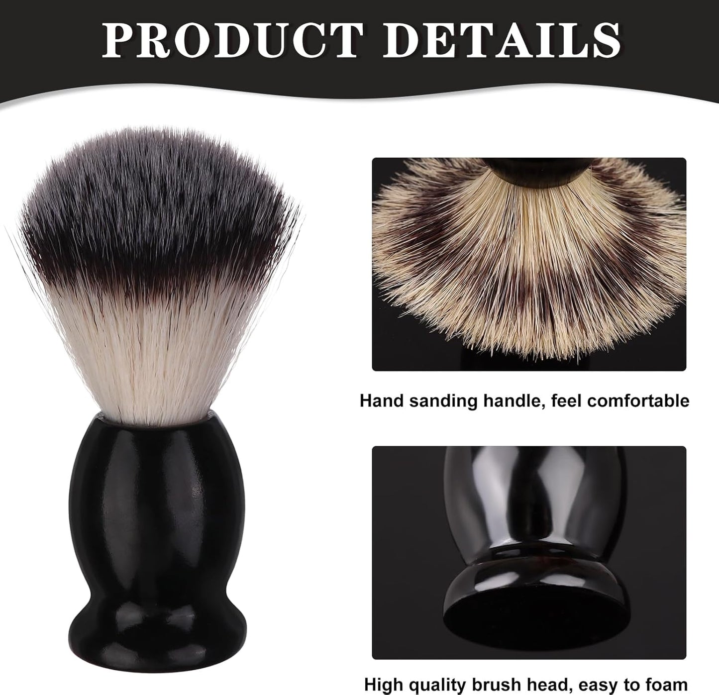 7Pcs Men Shaving Brush Wood Handle, Professional Salon Tools Hand Crafted Shaving Brush Wood Handle Black Wood Handle Shave Brushes Handmade Nylon Hair Brush for Men