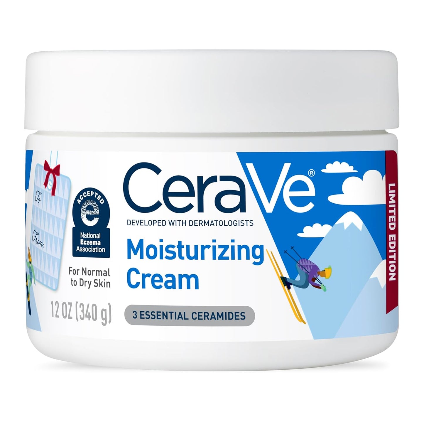 CeraVe Après Ski Moisturizing Cream, Body and Face Moisturizer for Dry Skin, Body Cream with Hyaluronic Acid and Ceramides, Daily Moisturizer, Oil-Free, Fragrance Free, Non-Comedogenic, 12 Ounce