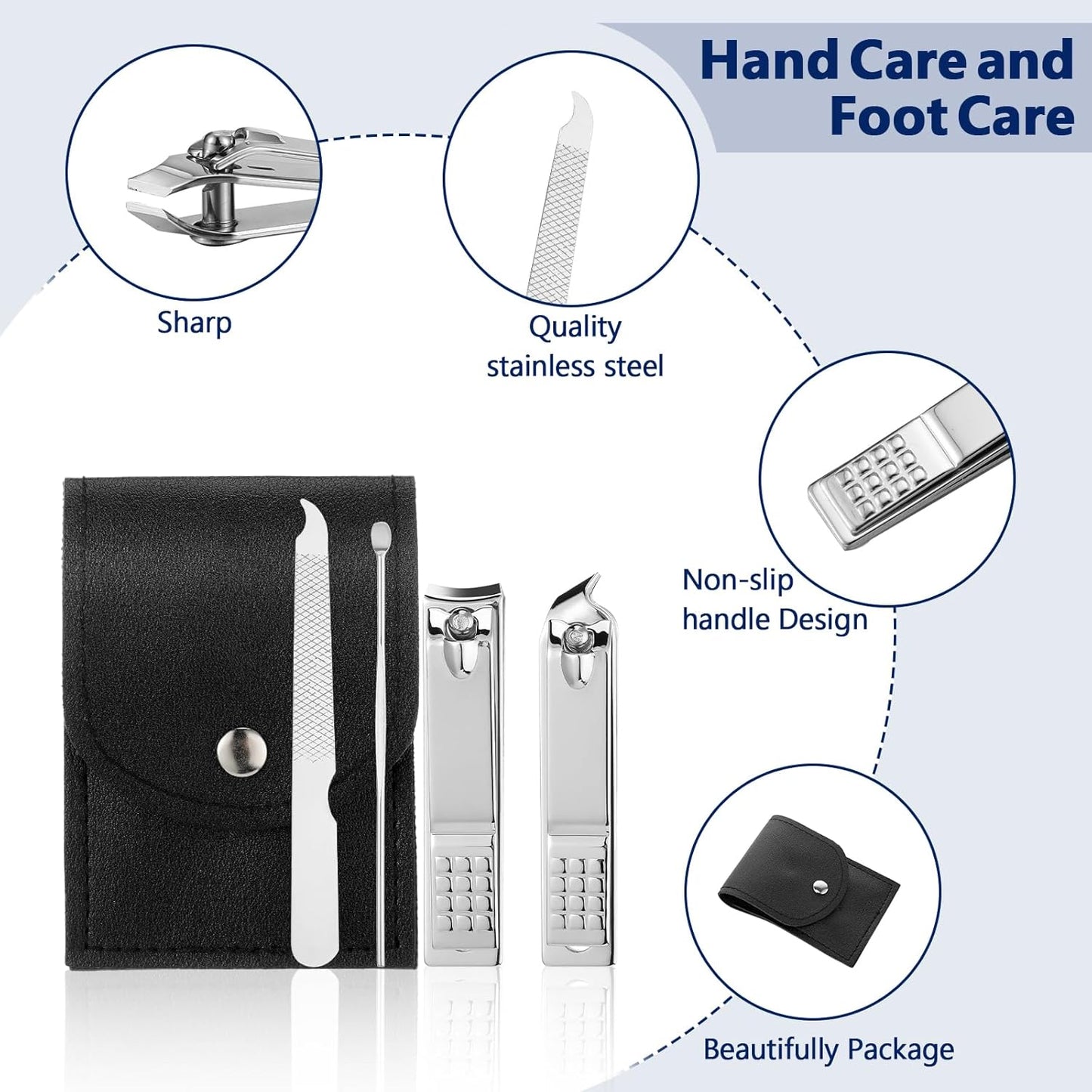 Geosar 50 Set Travel Manicure Kit Nail Clippers Pedicure Professional Nail Care Tools Stainless Steel Grooming Set with Portable Travel Case Gifts for Mother Father(Black)