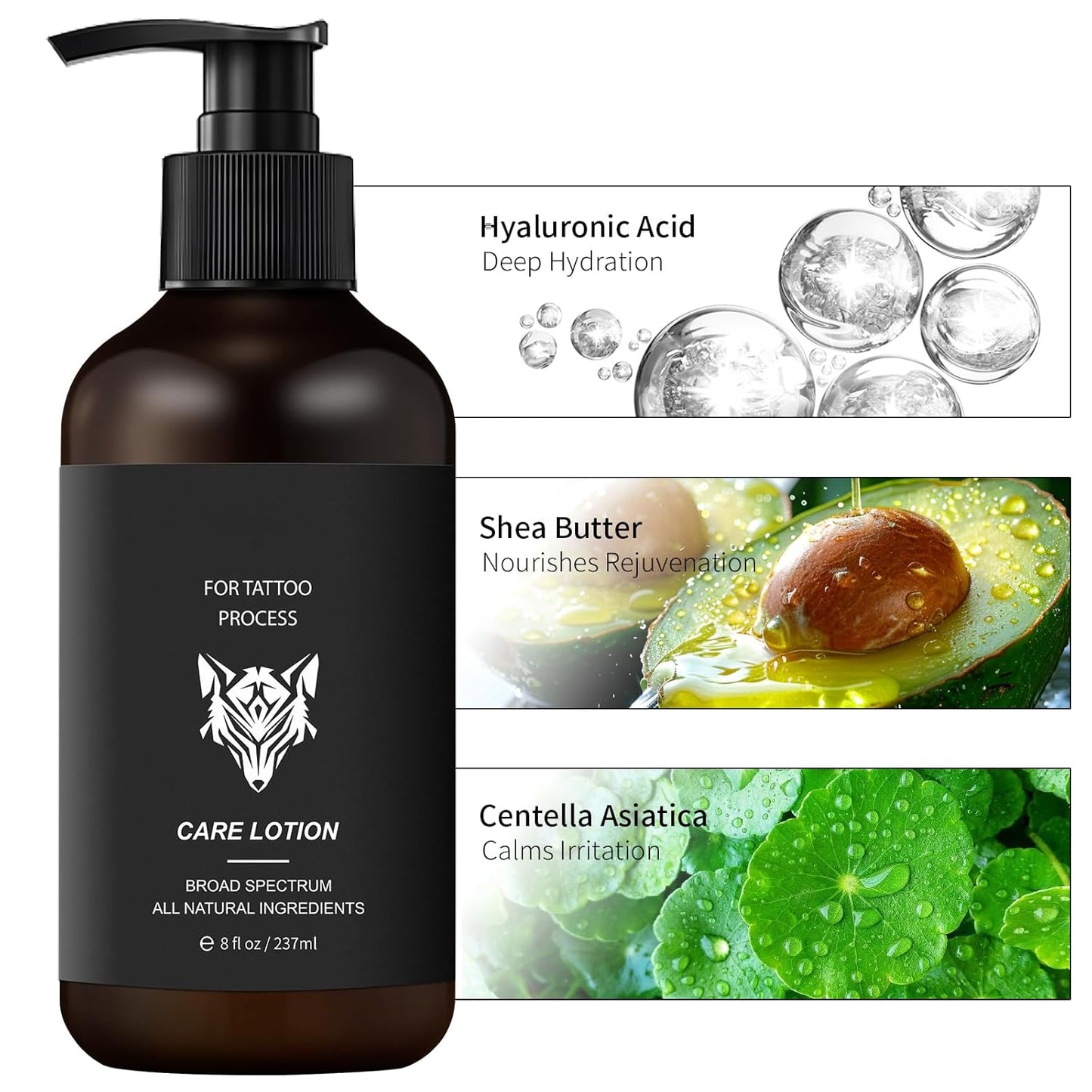 Tattoo Aftercare Lotion For New & Old Tattoos -Body Moisturizer Tattoo Healing Repairing Cream, Daily Tattoo Lotion Color Enhancement, Skin Moisturizer For Women Men All Skin Types 8oz