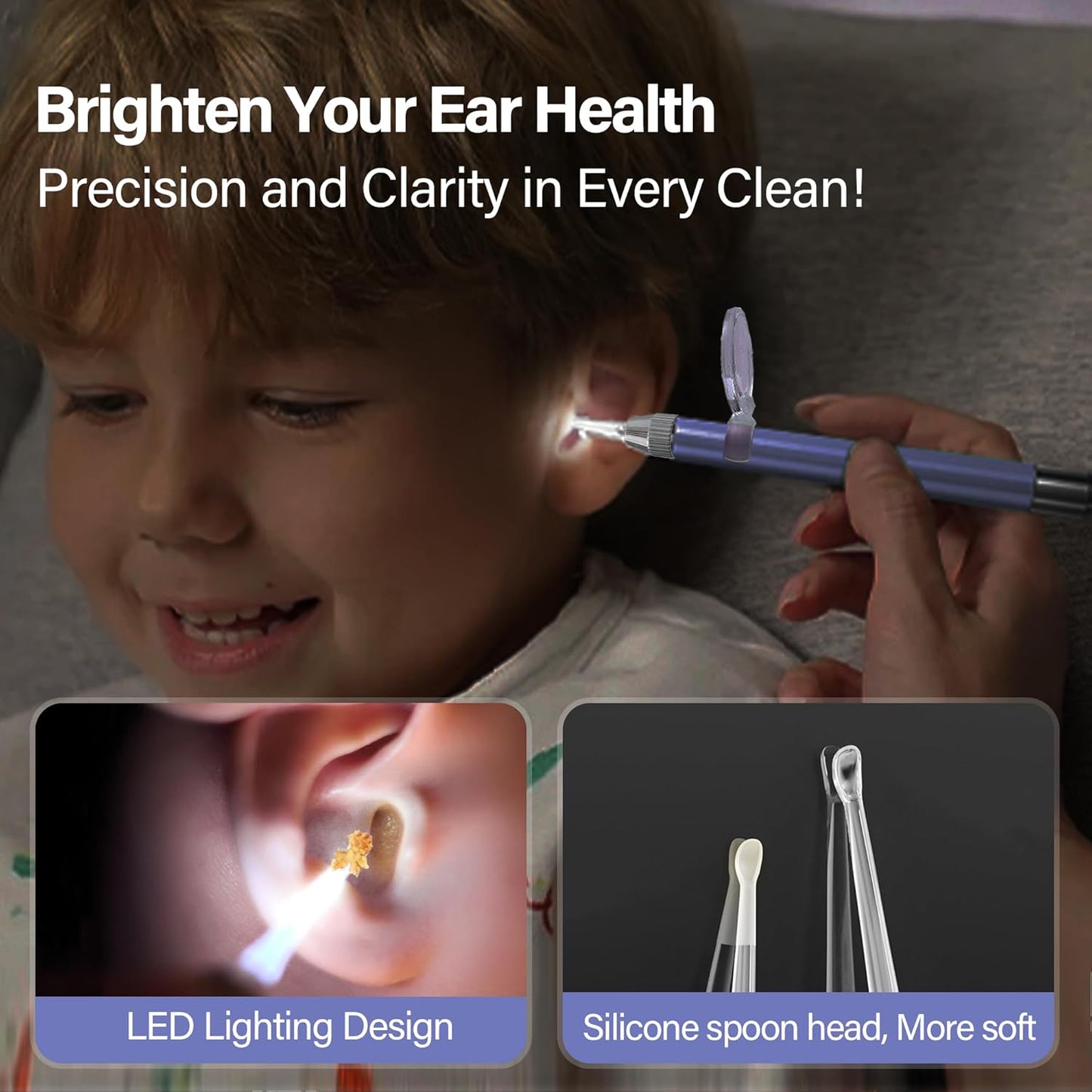 15 Pack Ear Wax Removal Tool Kit with Light - LED Ear Cleaning Kit, Ear Wax Removal for Kids and Adults, Ear Cleaning Tool, Ear Picker Spoon & Ear Tweezers & Spiral Spring Ear Spoon Purple