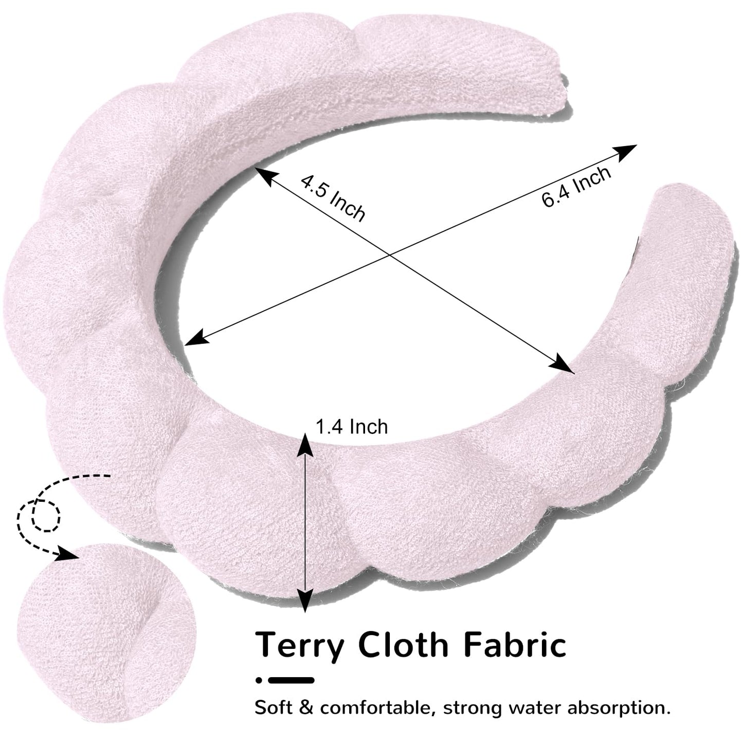 Spa Headband Material, Unique Design, Size, Widely Used, Reminder, Light Pink