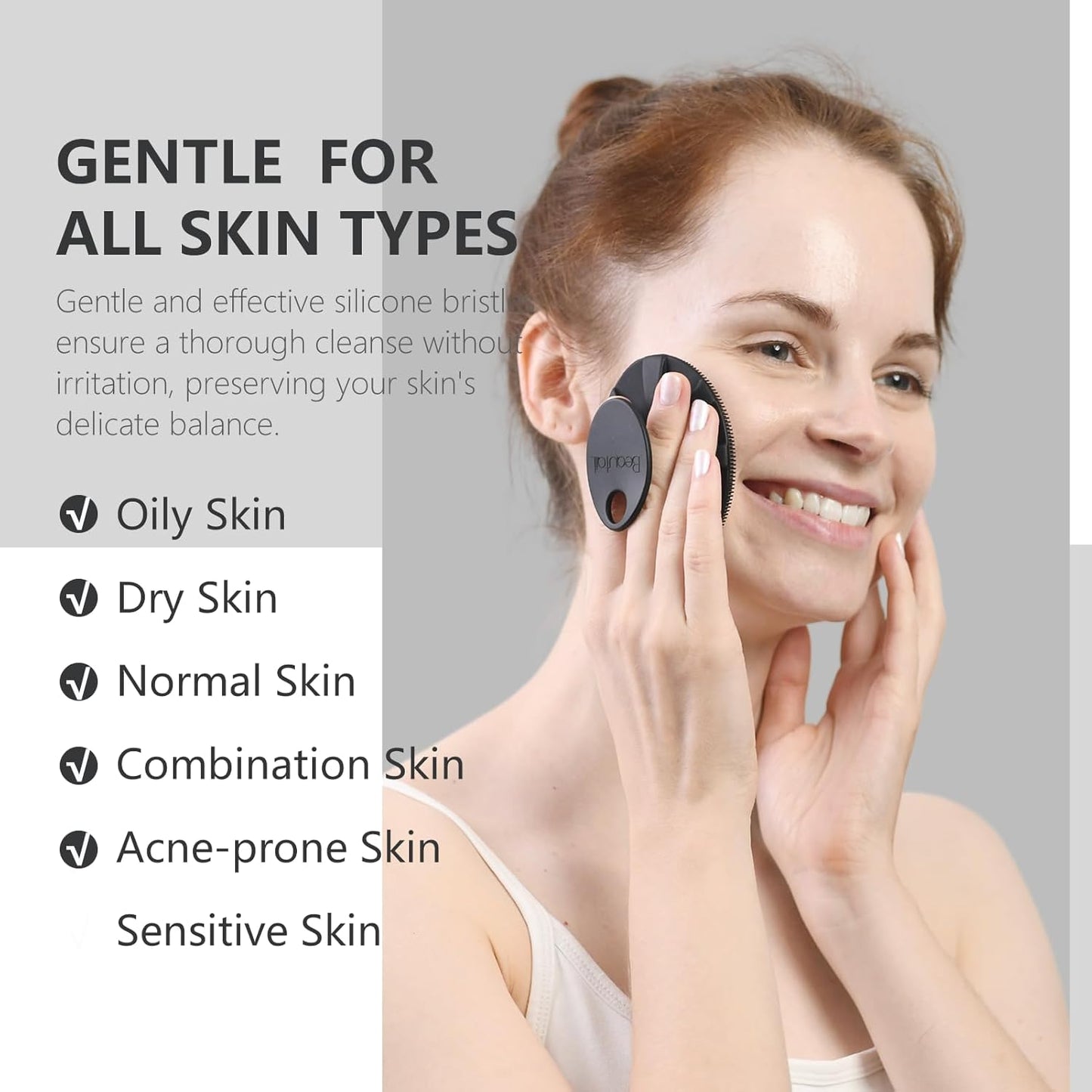 Silicone Face Scrubber 2 Pack, Manual Facial Cleansing Brush, Gentle Face Exfoliator for Sensitive Skin, Skin Care Exfoliating Face Brush for Men and Women, Black+Starlight