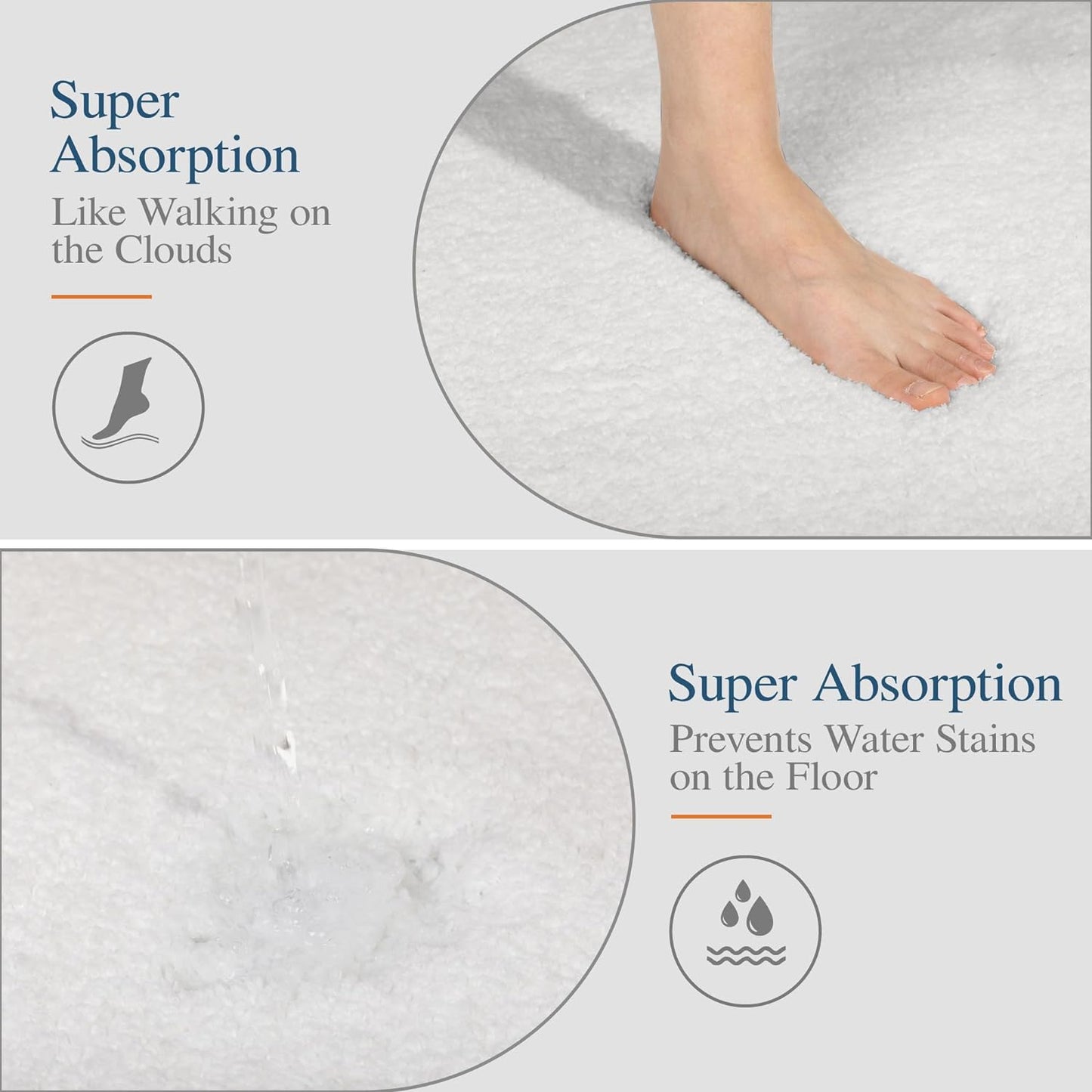 Walensee Large Bathroom Rug (24 x 48, Ivory) Extra Soft and Absorbent Shaggy Bath Mat Machine Washable Microfiber Non Slip Luxury Floor Mat