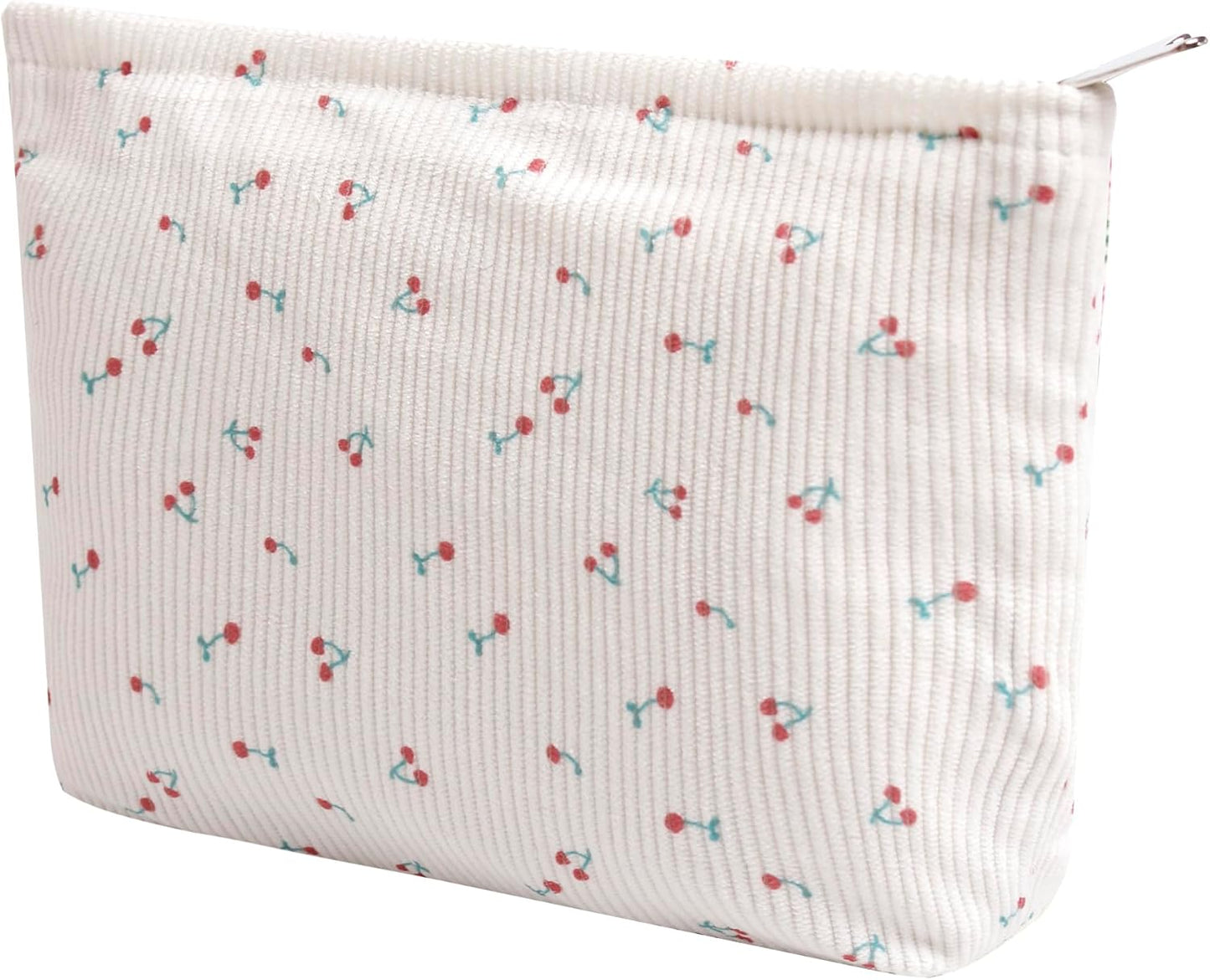Cosmetic Bags for Women - Corduroy Cosmetic Bag Aesthetic Women Handbags Purses Smile Dots Makeup Organizer Storage Makeup Bag Girls Case Bags (Flowers-Cherry)