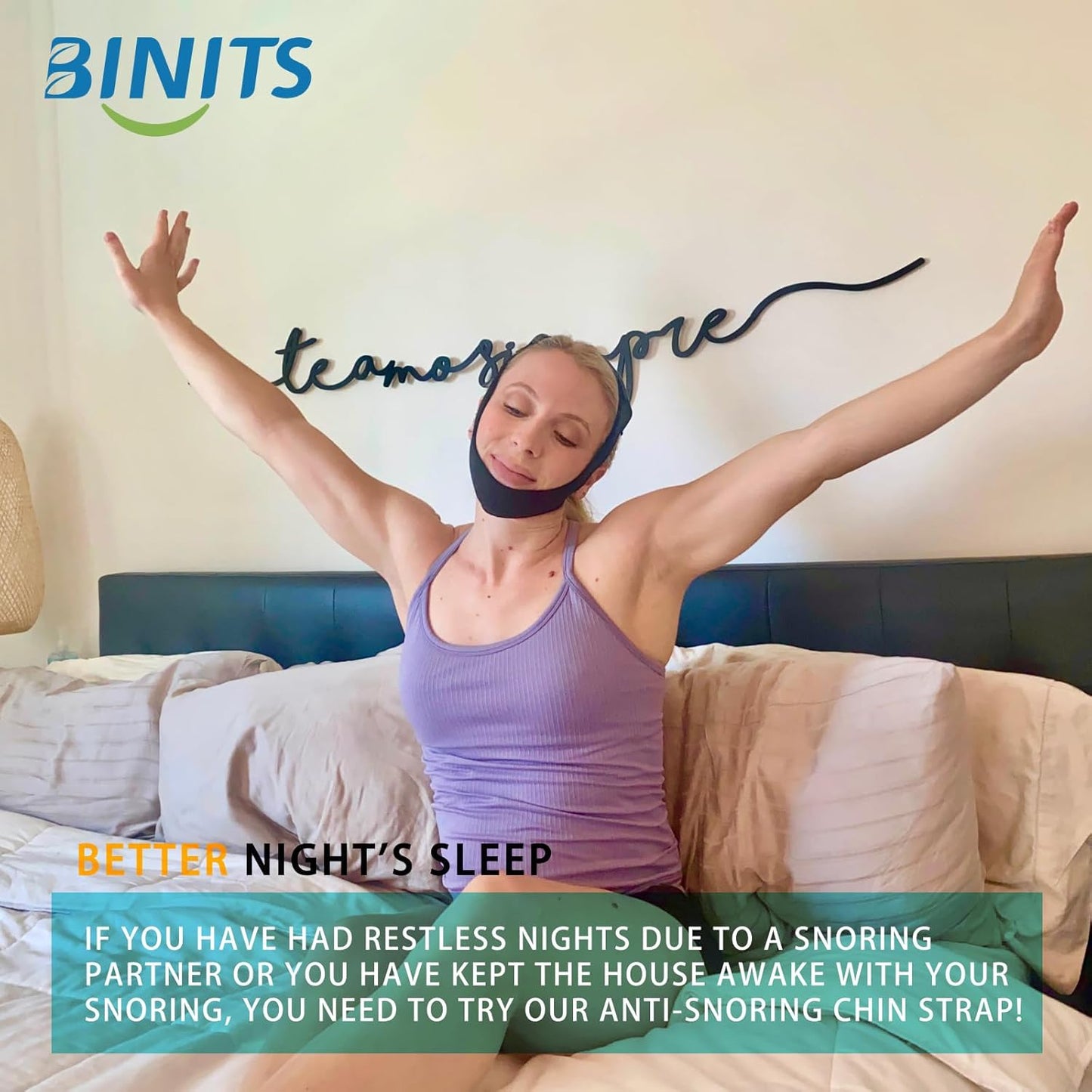 Chin Strap for CPAP User - Adjustable Snore Stopping Device Face Mask Bandage Keeping Mouth Closed - Better Night's Sleep Women and Men (Purple)