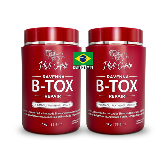 I Belli Capelli Ravenna Repair Hair B-tox -Cirugia Capilar para el Cabello, Formaldehyde-Free- B-tox Capilar Para El Cabello, Long Lasting Anti-Frizz,B-tox Hair Treatment, Pack of 2 (35.2 oz/1kg)