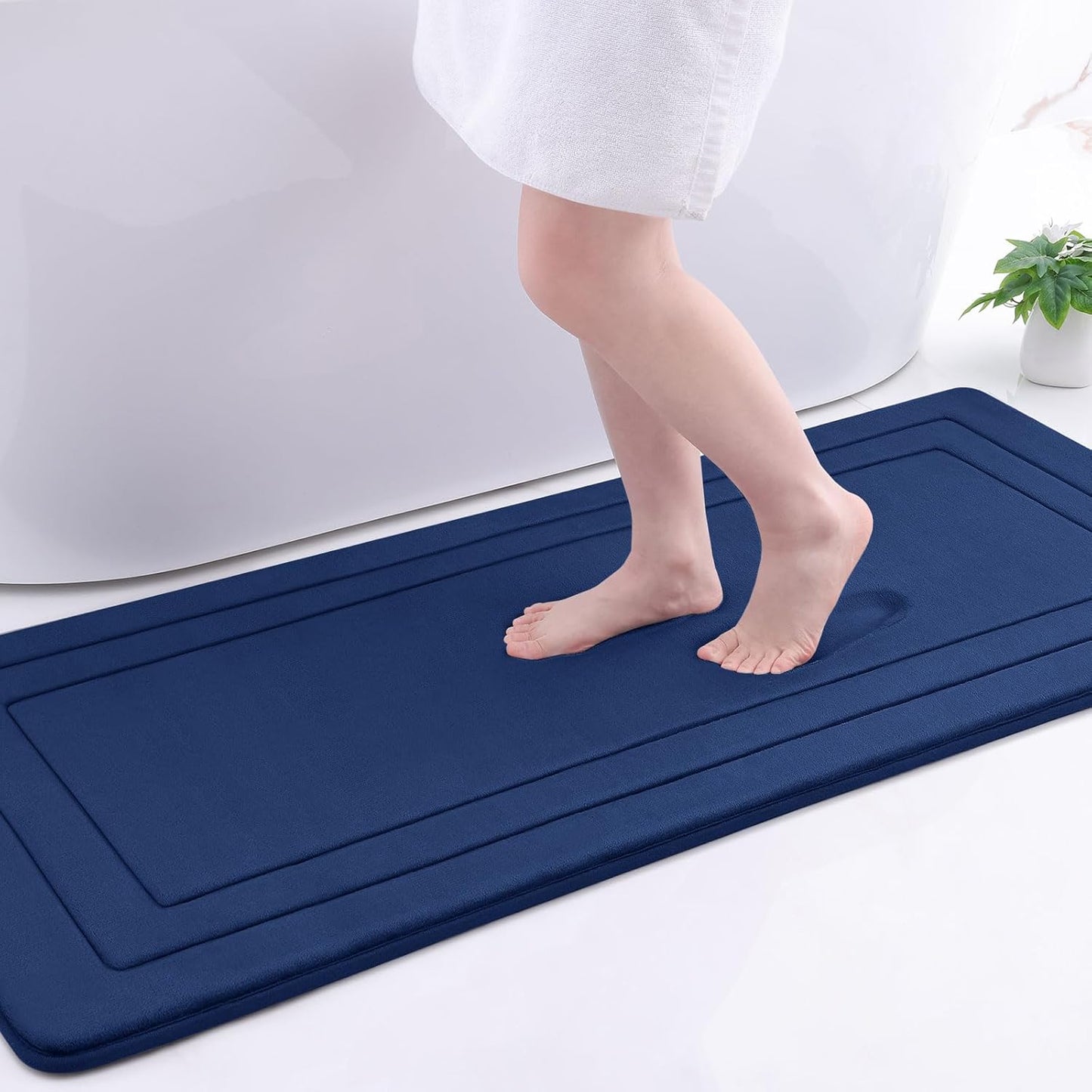 Arotive Memory Foam Bathroom Rug Mat 54x24, Ultra Soft and Absorbent Bath Mat, Machine Wash Dry, Comfortable Bath Rug Carpet for Bathroom Floor, Tub and Shower, Navy