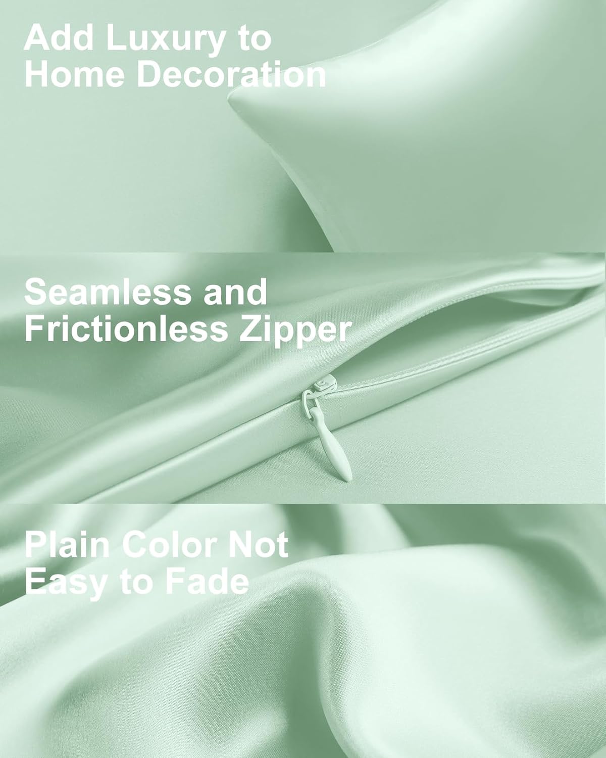 THXSILK Set of 2 100% Mulberry Silk Pillowcase for Hair and Skin Health, Soft Breathable and Smooth Pillowcases with Hidden Zipper, Both Sides Premium Grade 6A+ Silk, Standard 20"x26", Turquoise Green